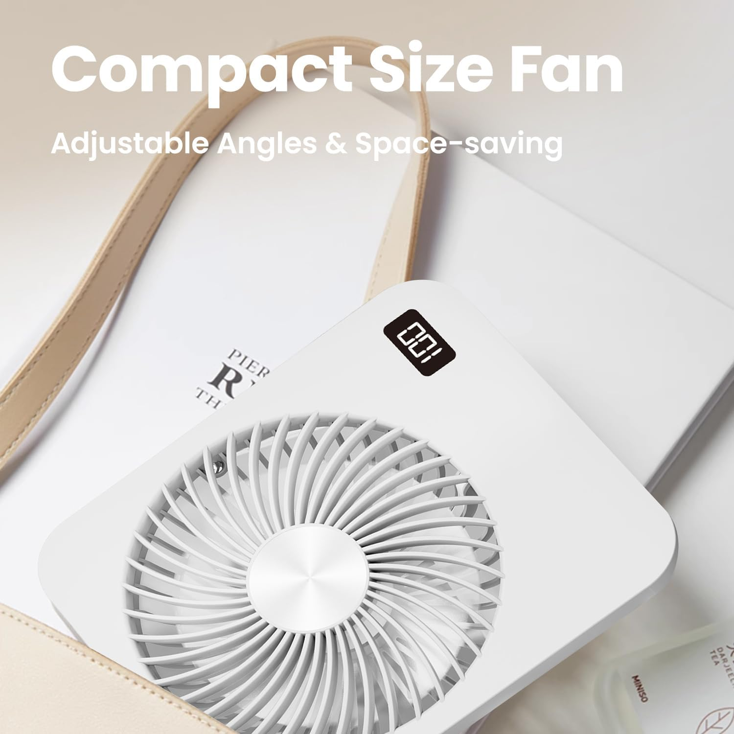 Faryuan Small Desk Fan, Rechargeable Folding Personal Portable Fan, 2000Mah Battery, 5 Speeds, Adjustable Mount Quiet Tabletop USB Fan for Office Outdoor Home image number 1