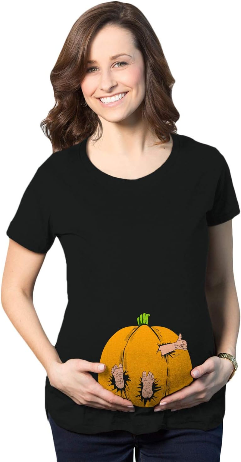 Maternity Skeleton Baby Monster Pumpkin T Shirts Cute Pregnancy Halloween Tees