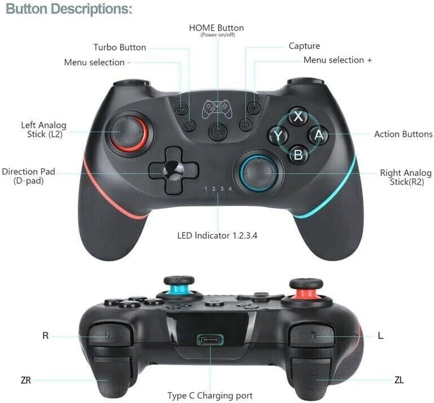 Lyyes Switch Controller, Wireless Pro Controller Joystick Compatible with Switch, 2 Pack image number 5