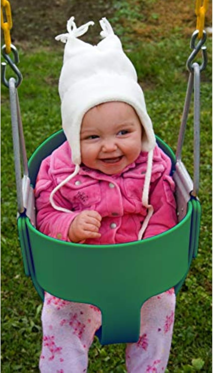 Eastern Jungle Gym Heavy-Duty High Back Full Bucket Toddler Swing Seat | Coated Swing Chains Fully Assembled | Pink Swing Set Accessory