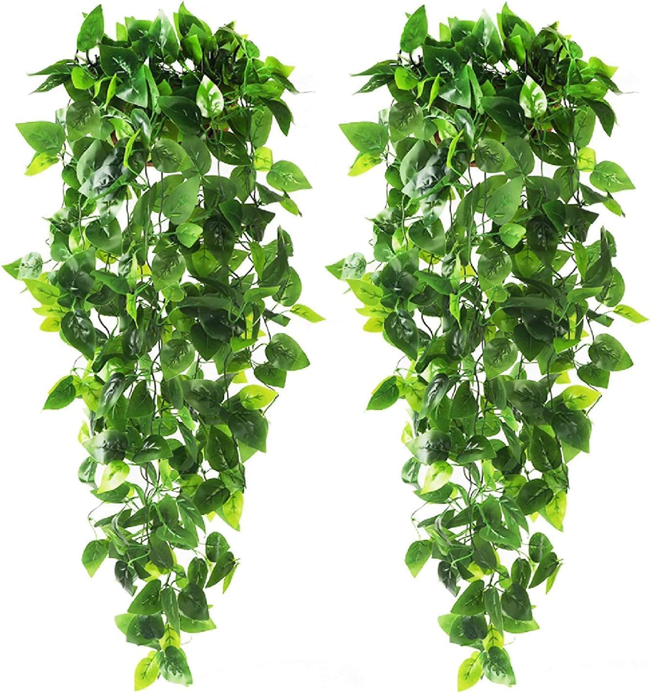 CEWOR 2Pcs Fake Hanging Plants 3.6Ft Fake Ivy Vine Artificial Ivy Leaves for Wedding Wall House Room Patio Indoor Outdoor Home Shelf Office Decor (No Baskets) image number 1