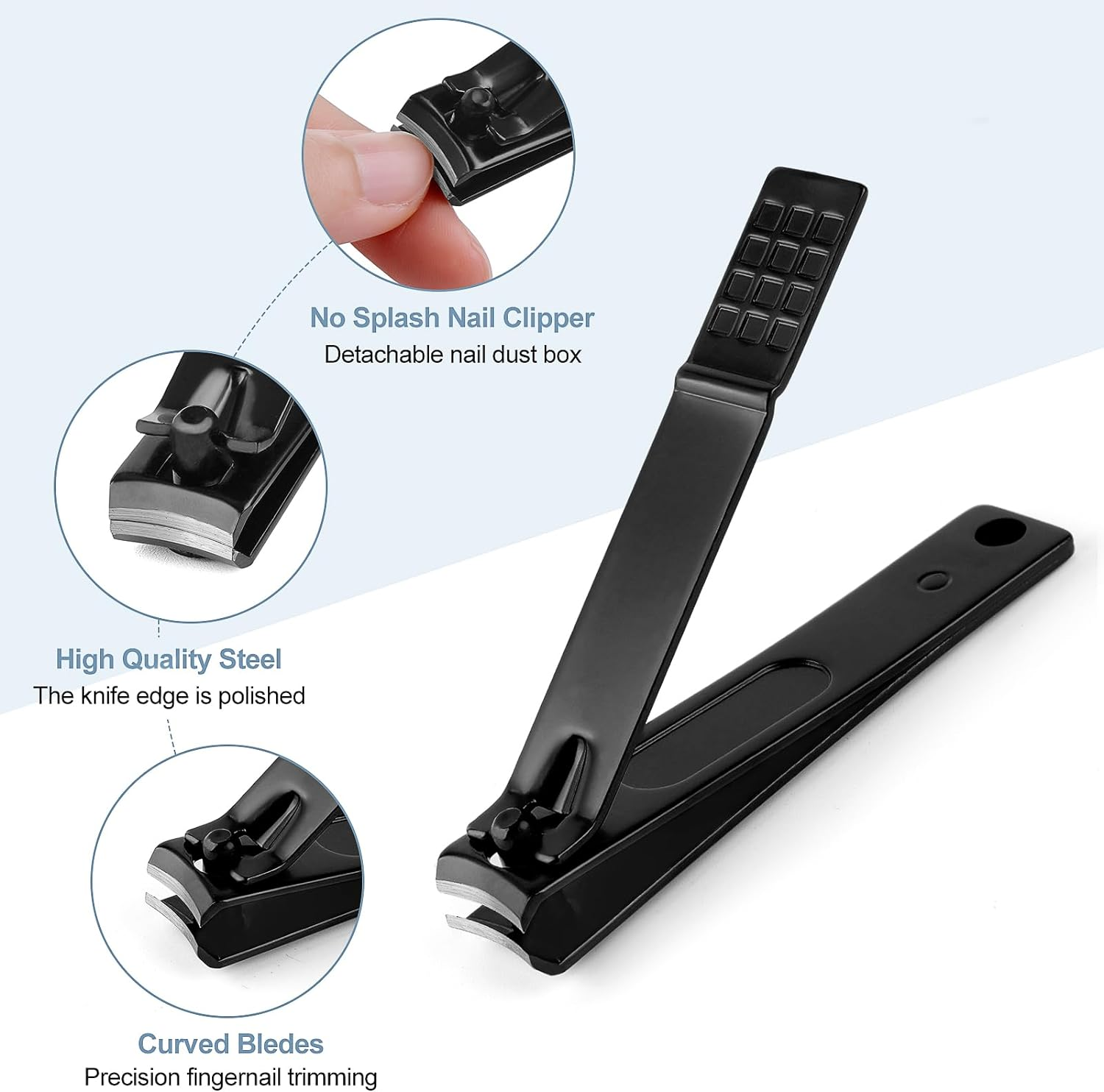 Professional Manicure Set, 18 in 1 Stainless Steel Personal Care Nail Kit Pedicure Kit Manicure Portable Nail Clipper Set Tools with Travel Case Black image number 4