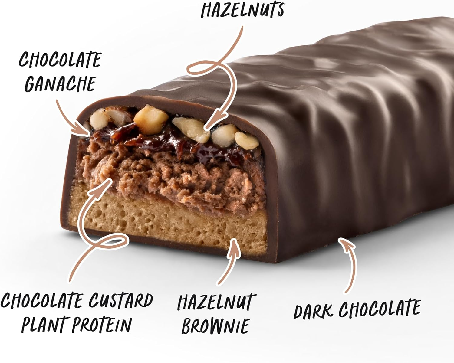Muscle Nation Choc Hazelnut Custard Plant Protein Bar with Soft Filling: a Flavoursome & Vegan-Friendly Snack 12 X 50G image number 2