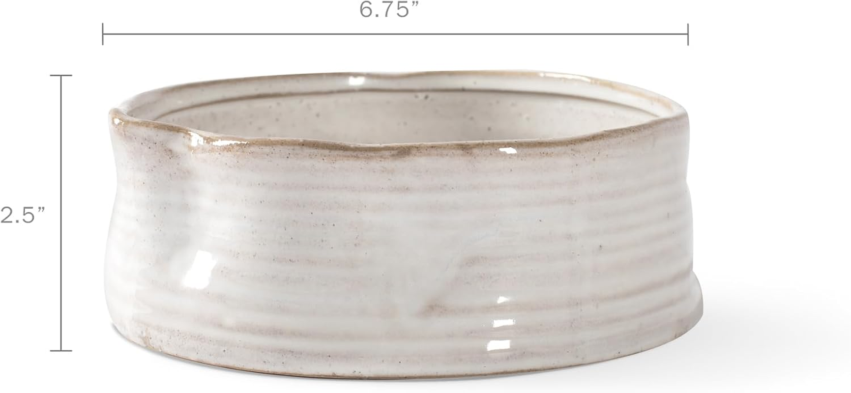 Fringe Studio Stoneware Pet Bowl, Medium, Ribbed White (501005) image number 4