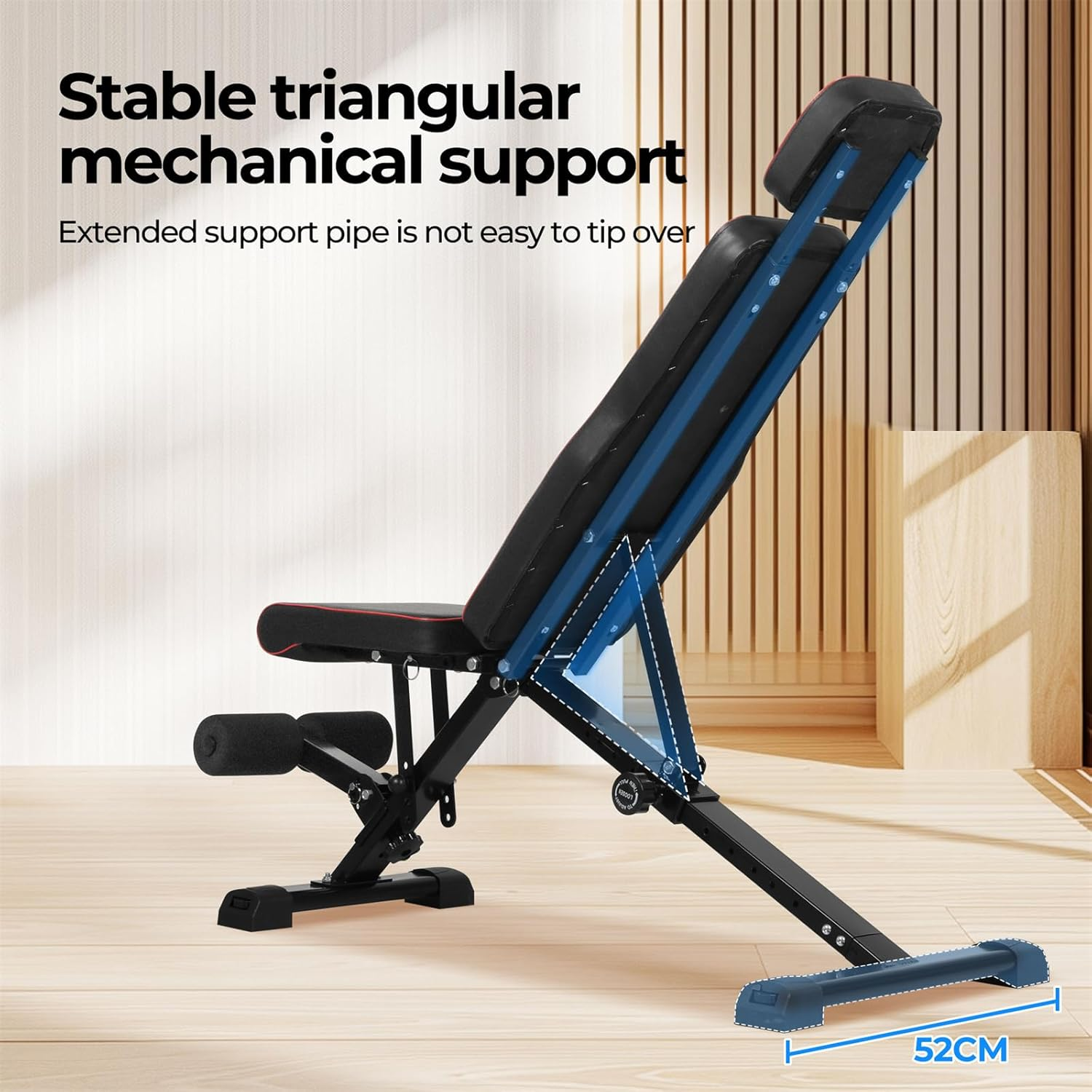 Adjustable Weight Bench,300Kg Fast Folding Incline Decline Flat Bench,Workout Bench with Adjustable Levelling Knobs,Adjustable Neck Pillow,Gym Equipment Home Workout image number 1