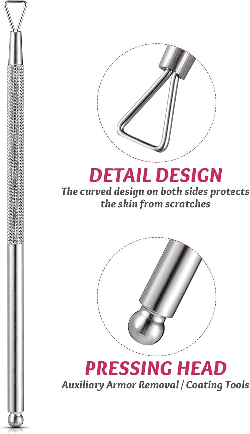 Kichvoe 4Pcs Stainless Steel Cuticle Pusher Triangle Nail Art Scraper Gel Remover Tool for Manicure and Pedicure and Ergonomic Design Elegant Silver Finish image number 3