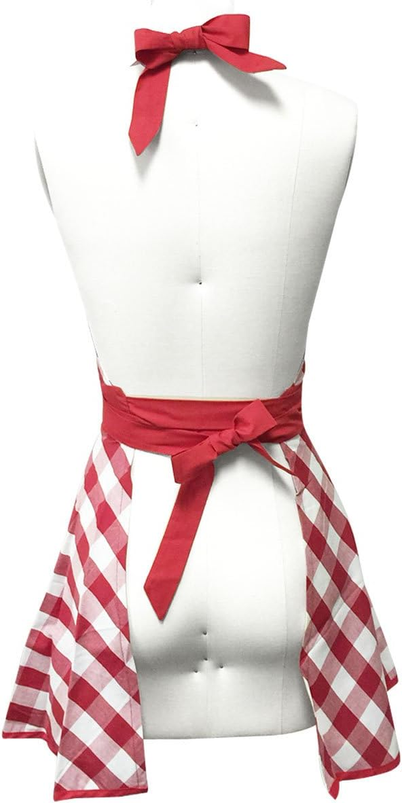 Wrapables Adjustable Flirty Hostess Apron, Red Gingham - Red Gingham image number 6
