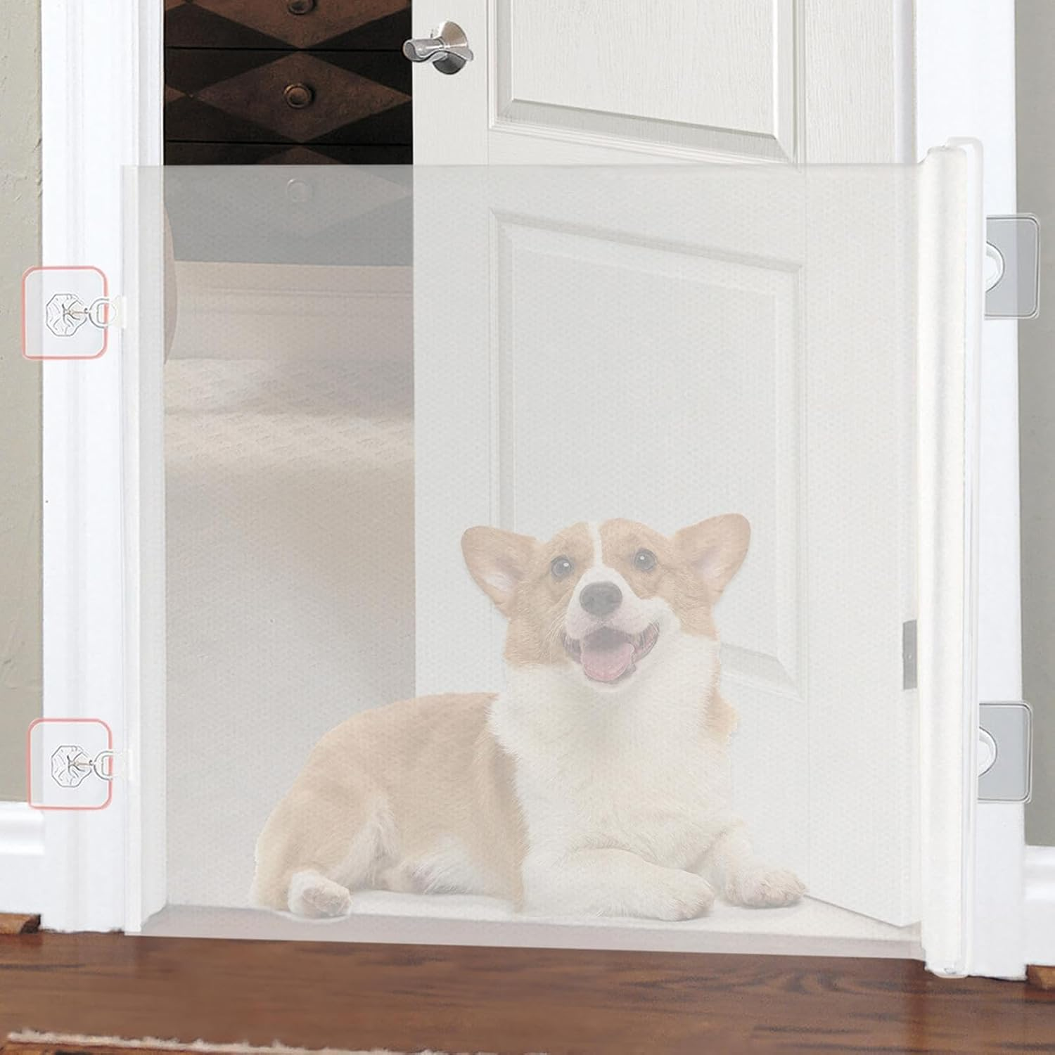 Tuxuseo Pet Gate, Retractable Dog Gate - Adjustable No Drilling Pet Accessories for Indoor Outdoor Stairs Hallway Doors image number 2