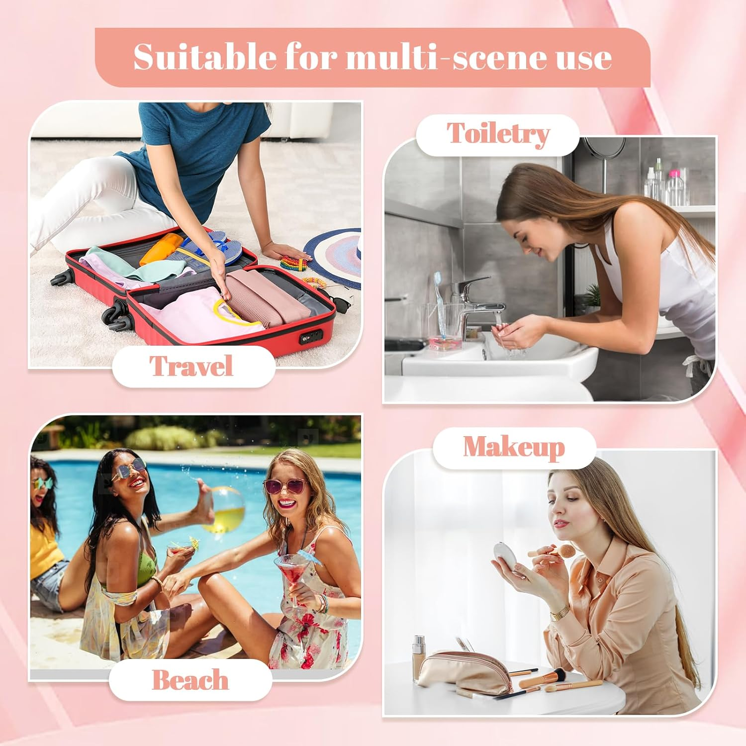 Transparent Toiletry Bag, Waterproof Hand Toiletry Bag with Large Capacity, Make up Bag with Zips for Business Trips, Holidays, Black, Mittelgro&szlig;e(26 X 7 X 16 CM), Cosmetic Case image number 3