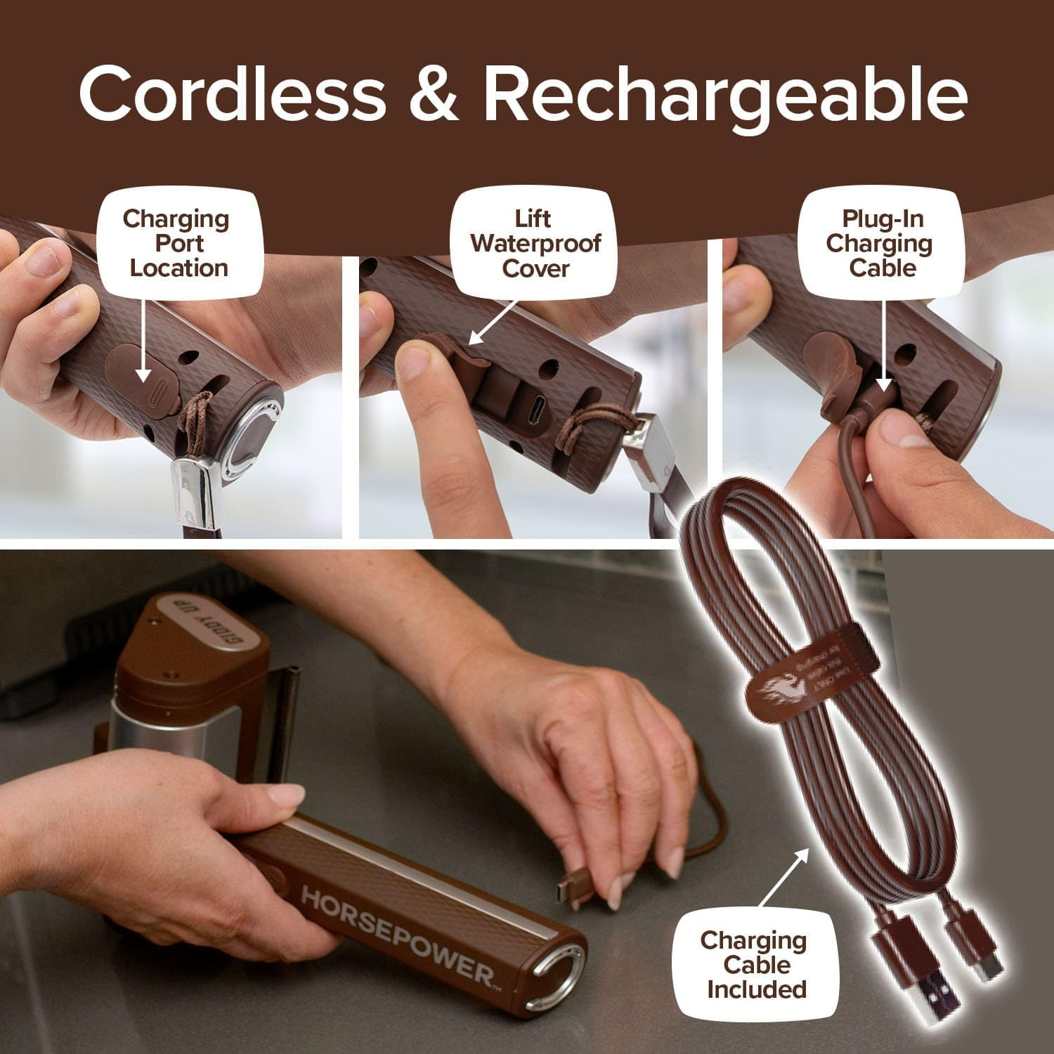 Horsepower Giddy up Grill Cleaner AS-SEEN-ON-TV Cordless, Rechargeable BBQ Tool with 350 RPM Stainless Roller, LED Light Patents Pending from Bulbhead, a Family-Owned American Brand image number 6