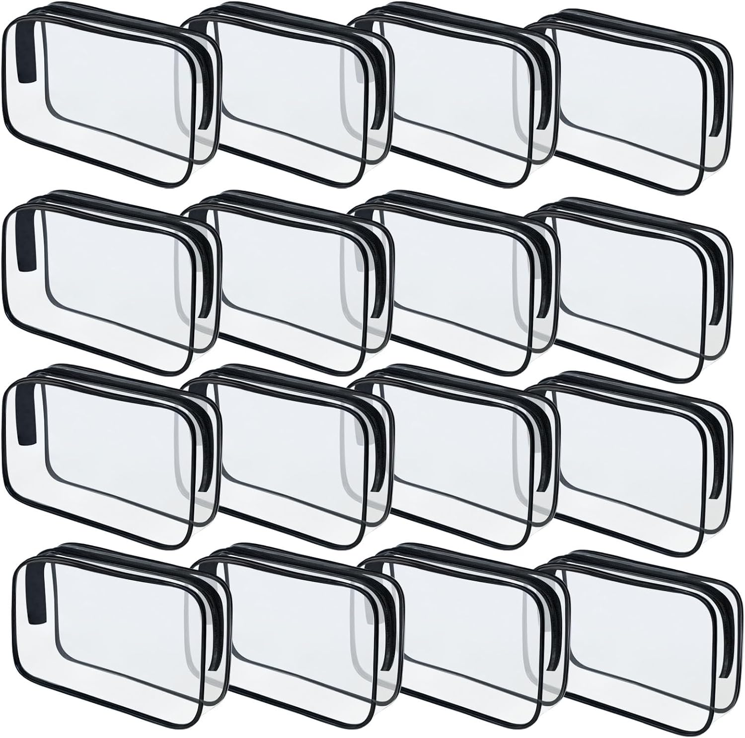 Yedsintu 16 Pieces Clear Makeup Bag PVC Zippered Clear Toiletry Carry Pouch Portable Cosmetics Bag Waterproof Makeup Bag Vinyl Plastic Organizer Case for Vacation Bathroom, White-M, Waterproof