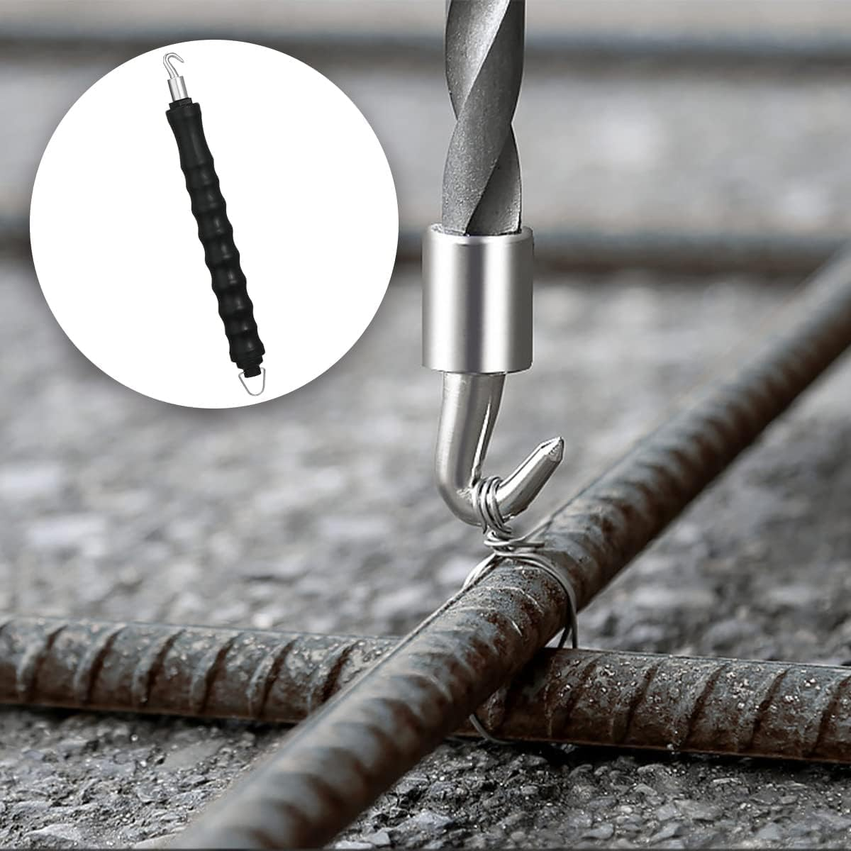 Automatic Rebar Tie Wire Twister, Black Pull Tie Wire Twister, Rebar Wire Twister Tool with Curved Hook & Ergonomic Rubber Handle image number 1