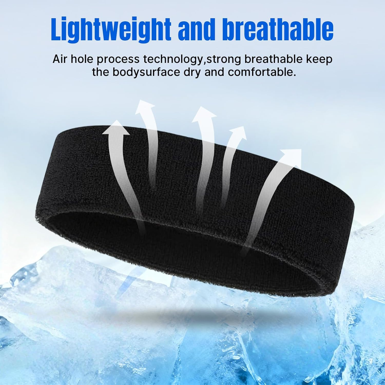 3 Pack Sweat Bands Headbands for Men, Sports Headband Super Comfy Hair Band for Gym Workout Yoga Soccer Boxing Tennis image number 2