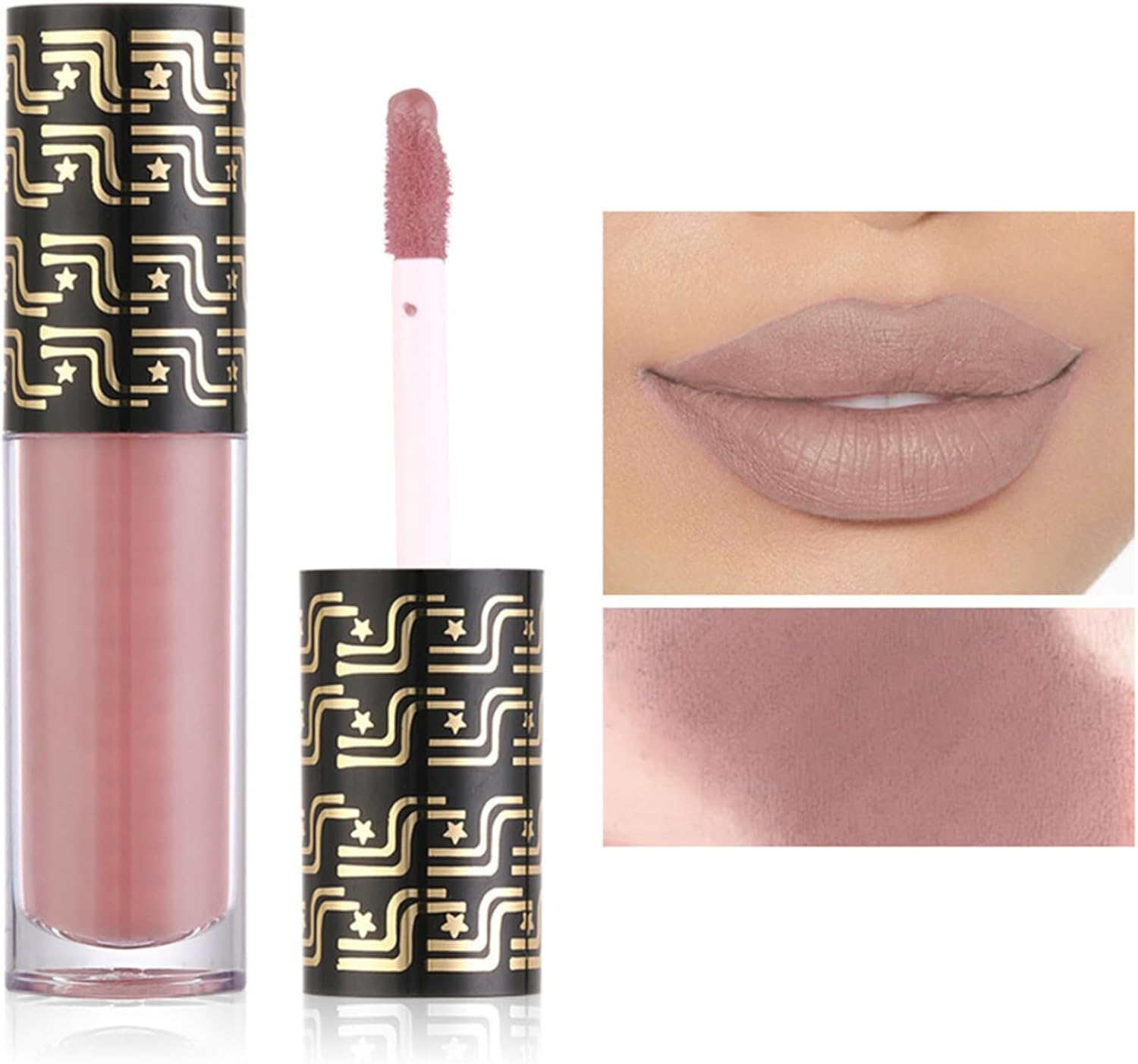 Miutii 1PC Matte Liquid Lipstick Creamy Soft Velvety Lip Gloss Long Lasting Lightweight Non Transfer Water Resistant Lip Stain Nude Pink One Size - Brown image number 3