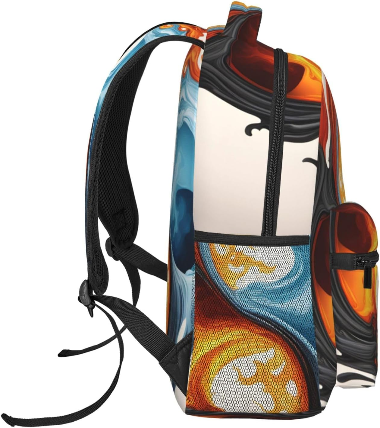 SSIULUS Yin Yang Fire Water Print Versatile Daypack Laptop Backpack &Acirc;&euro;&ldquo; Stylish Casual Travel Bag for All Your Needs, Black, One Size, Daypack Backpacks image number 3