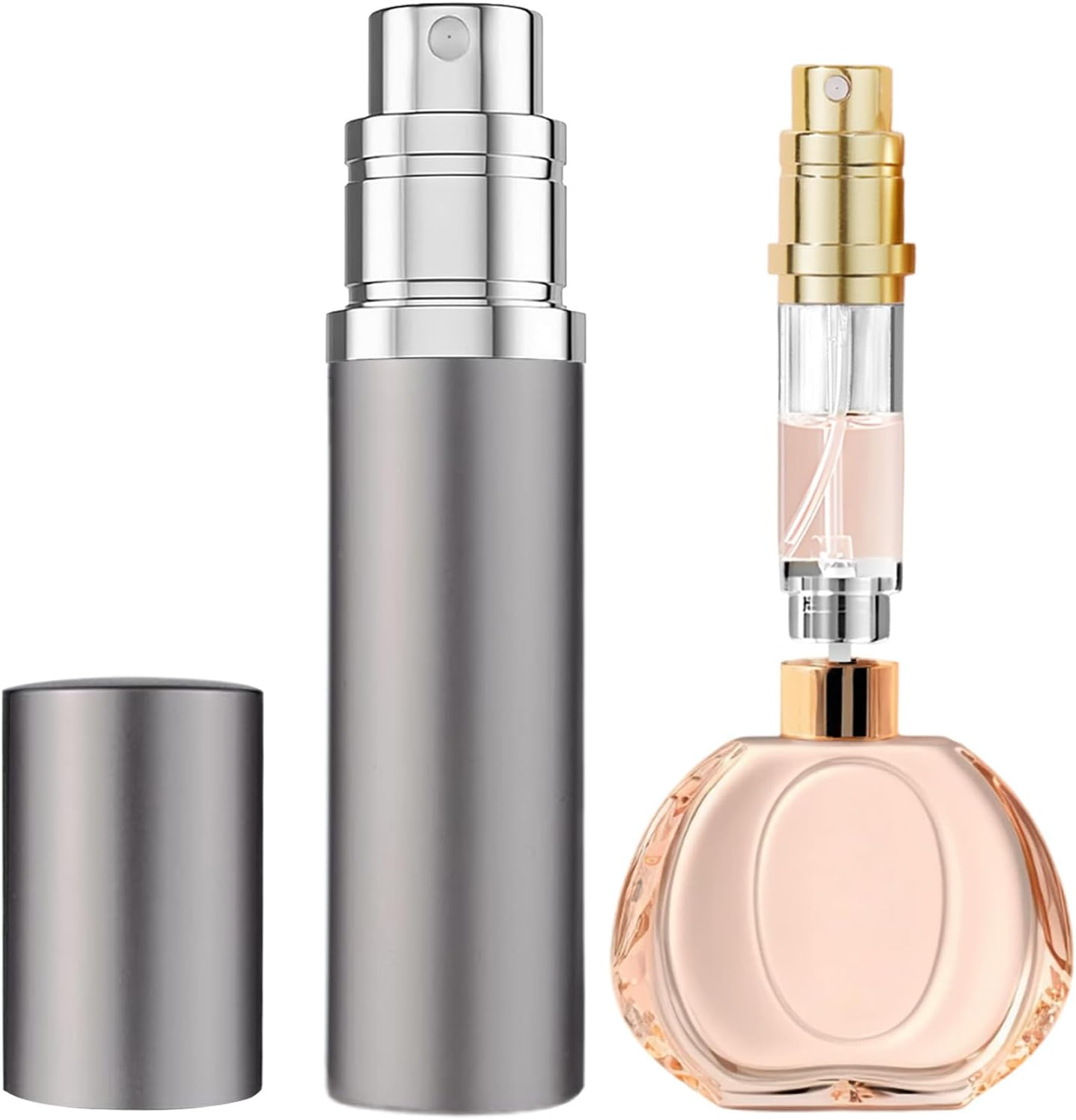 JOOMOKO 5 Ml Perfume Filler Refillable Perfume Atomiser for on the Go Filling Technology without Funnel Empty Perfume Atomiser Spray Bottle for Travel on the Go (Grey)