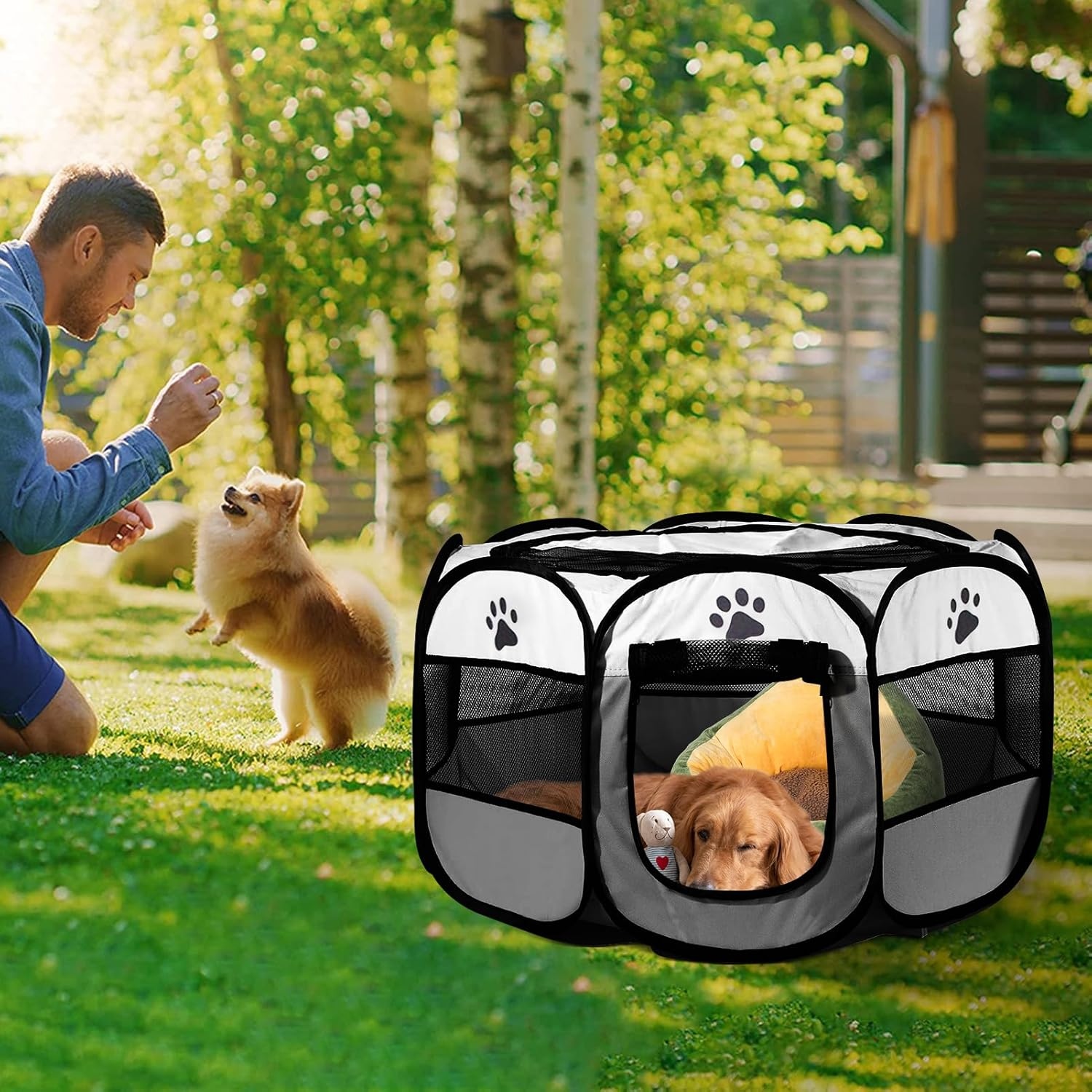 73 X 73 X 43 Cm Puppy Run, Foldable Indoor Dog Park, Cat Enclosure, Puppy Playpen for Indoors, Ideal for Dogs, Cats and Small Animals, Grey image number 6