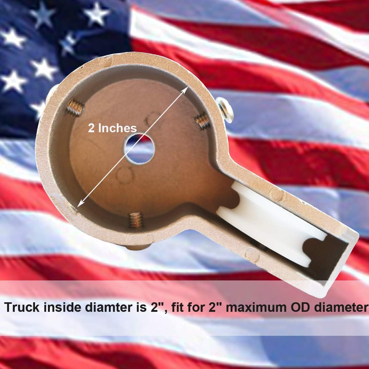 EKEV Flag Pole Hardware Parts Repair Kits - 3" Topper Gold Ball + 50 Ft Halyard Rope + 6" Cleat Hook + 4 Flag Swivel Snap Hooks + Flagpole Pulley Truck for 2" OD Tube image number 6