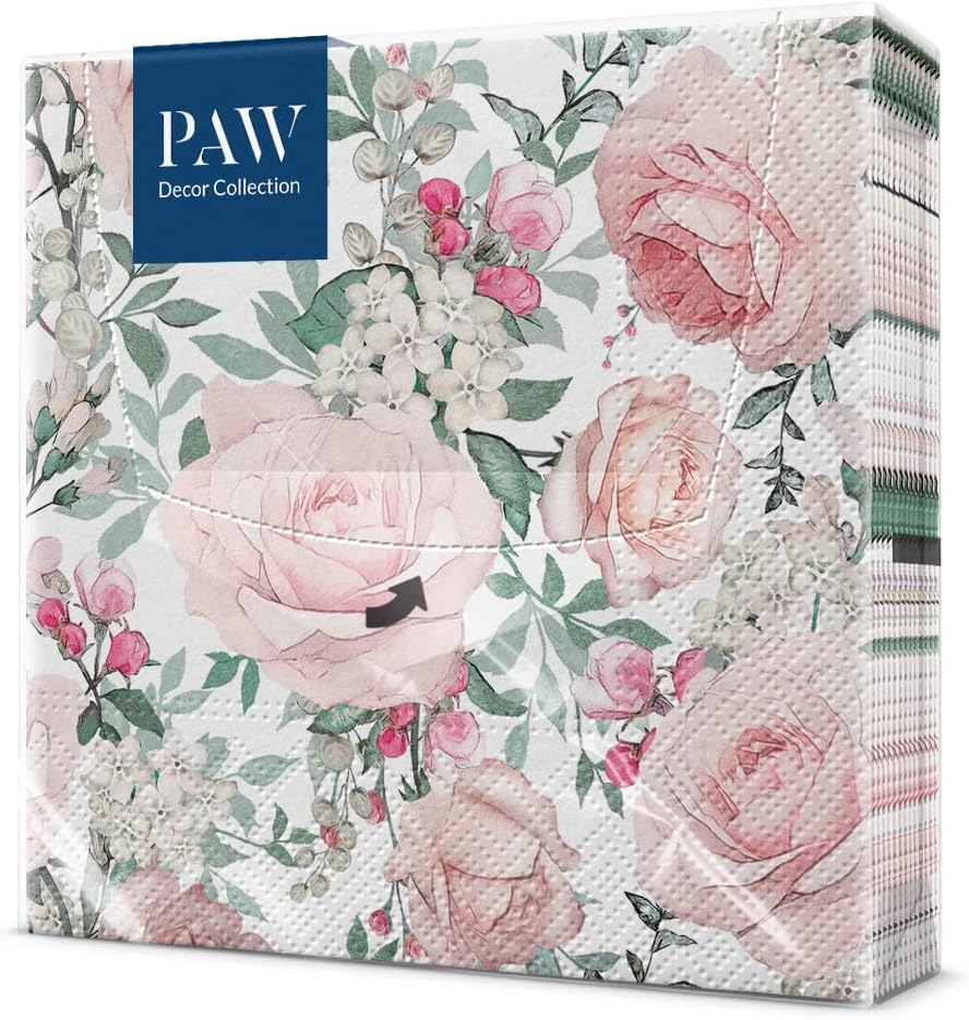 Paw Lunch Napkin Pack of 20, Gorgeous Roses, 33 X 33 Cm image number 3