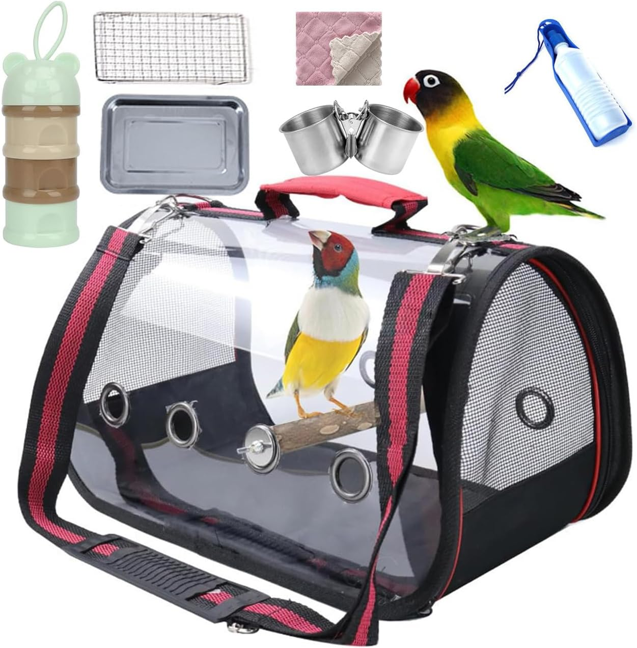 Bird Carrier Portable,Lightweight Breathable Parrot Outgoing Bags,Small Pet Transport Bag with Shoulder Strap, Bag for Carrying Birds, Rats, Guinea Pigs, Squirrels image number 2