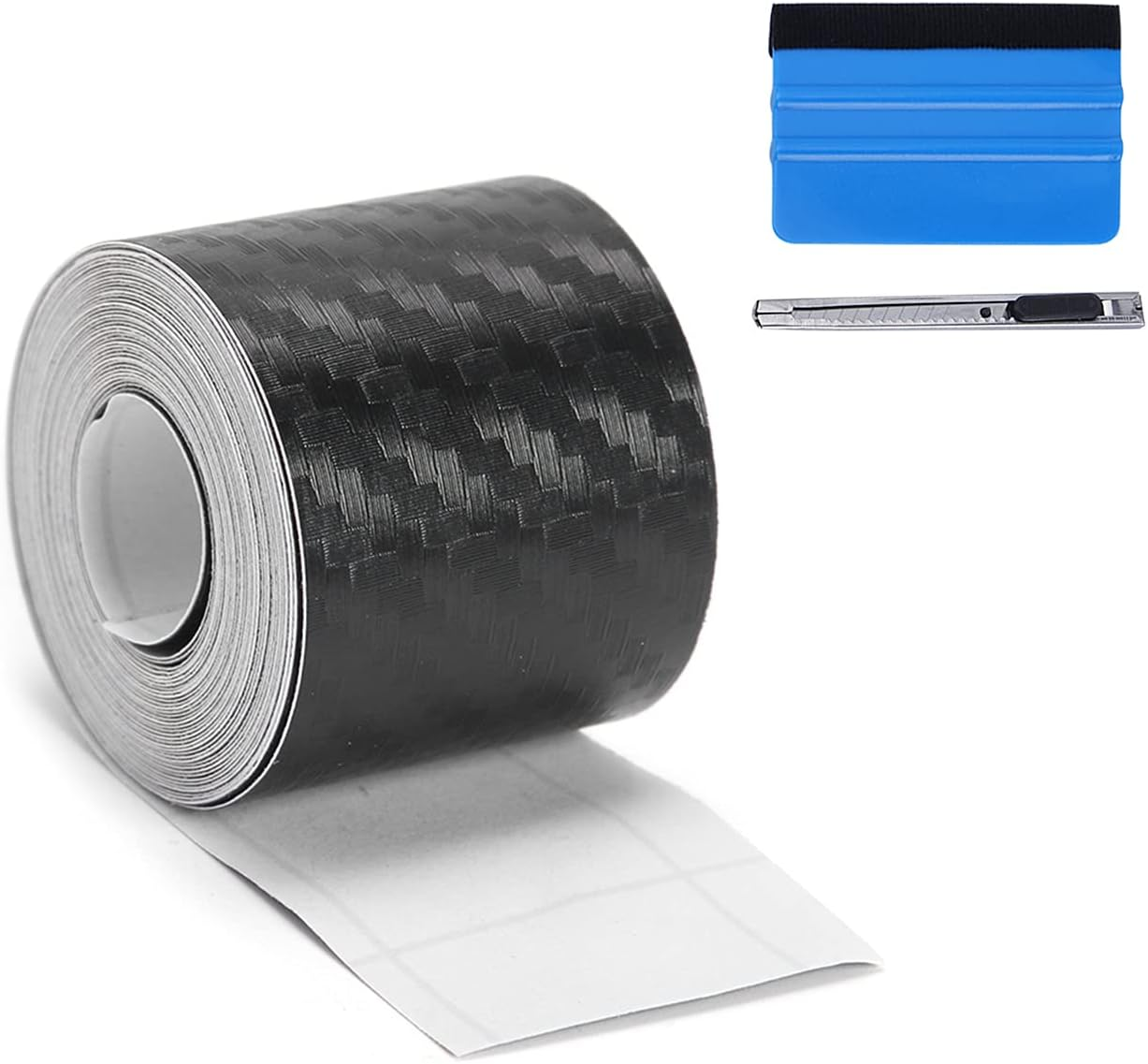 LZLRUN Free Tool Kit 3D Carbon Fiber Vinyl Tape for Black Out Chrome Delete Window Trim Door Trim Universal Chrome Black Dry Carbon Fiber Detailing Tape Overlay Wrap (1/4" X 30Ft) image number 3