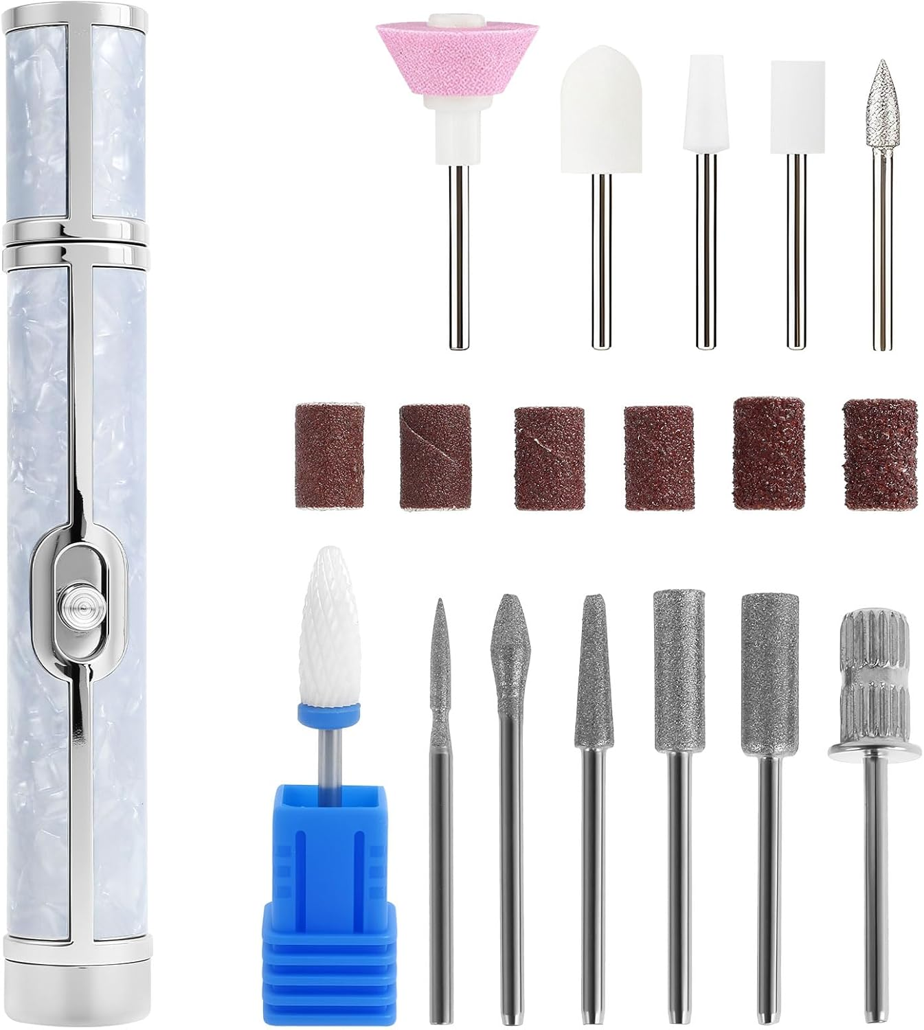 Aluminium Alloy Electric Nail File for Thick Toe Nails Rechargeable 4 Gears Low Noise Grinder for Manicure Pedicure with Bits Sanding Bands Suitable for Home Salon image number 5