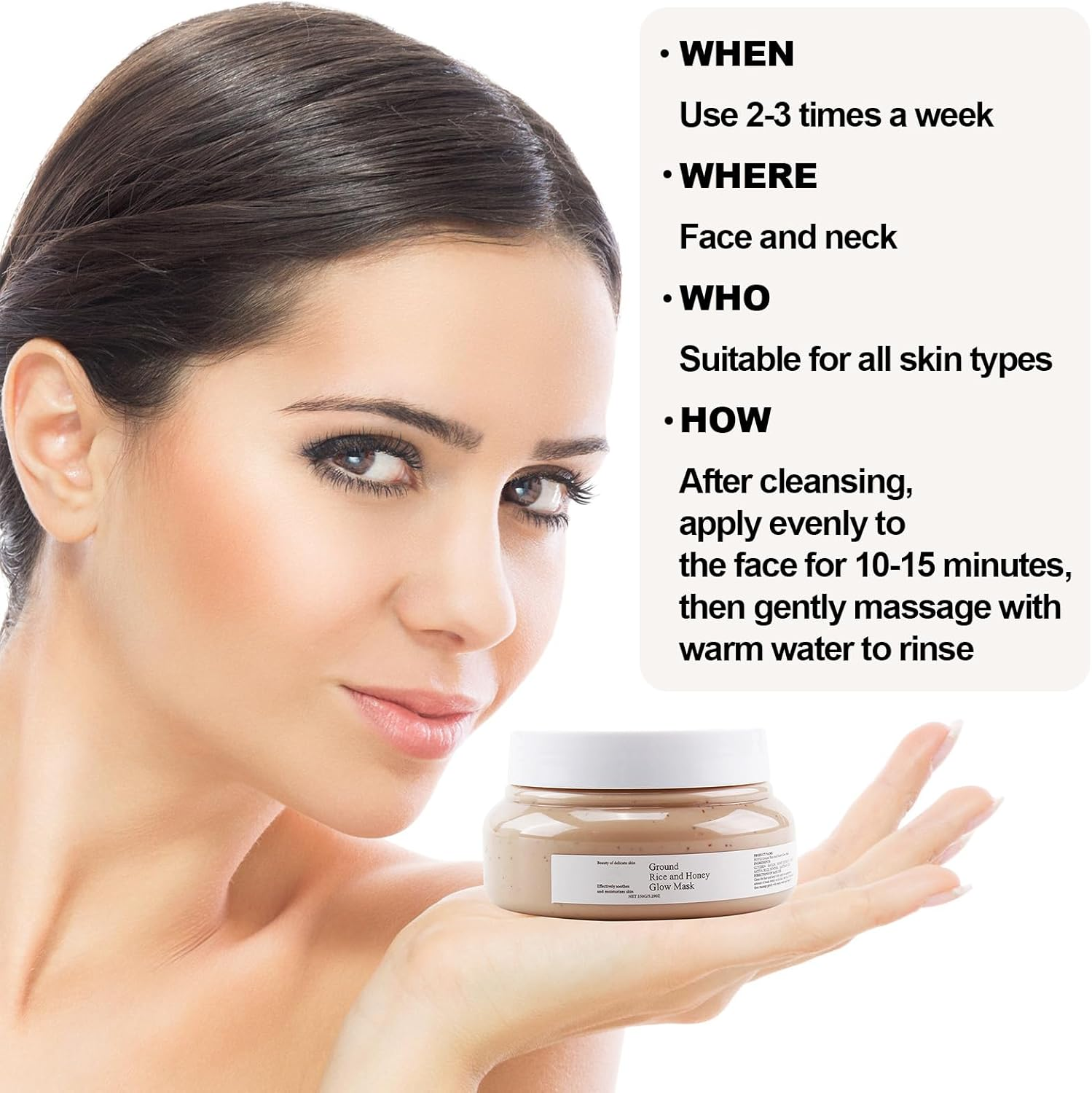 Ground Rice and Honey Glow Mask Exfoliating Mask,Moisturizing, Smooth Skin, Improve Facial Radiance, Pore Care Rice Masks for All Skin Types image number 2