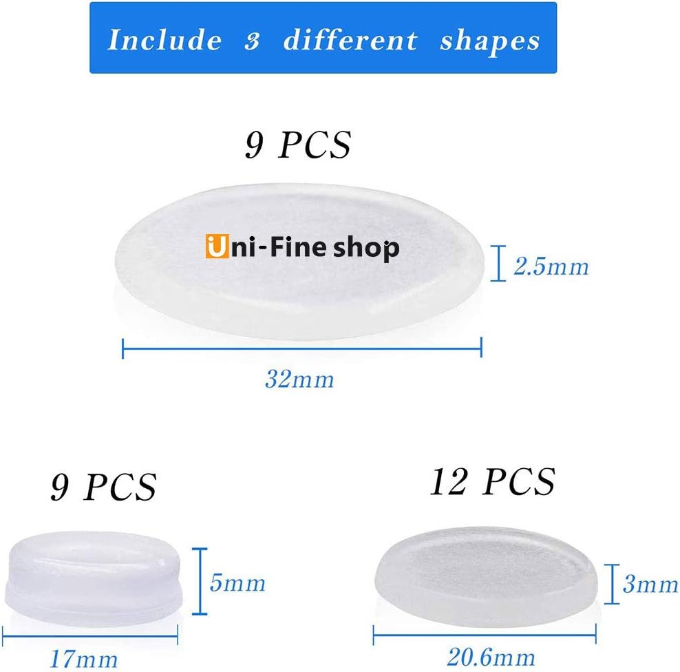Uni-Fine 3 Size Clear Rubber Feet Self-Adhesive Door Bumper Elastic Transparent Silicone Pad Noise Dampening Pads Non-Slip Transparent Silicone Pad for Vases, Keyboards, Tables, Chairs,Glass(30Pcs) image number 2