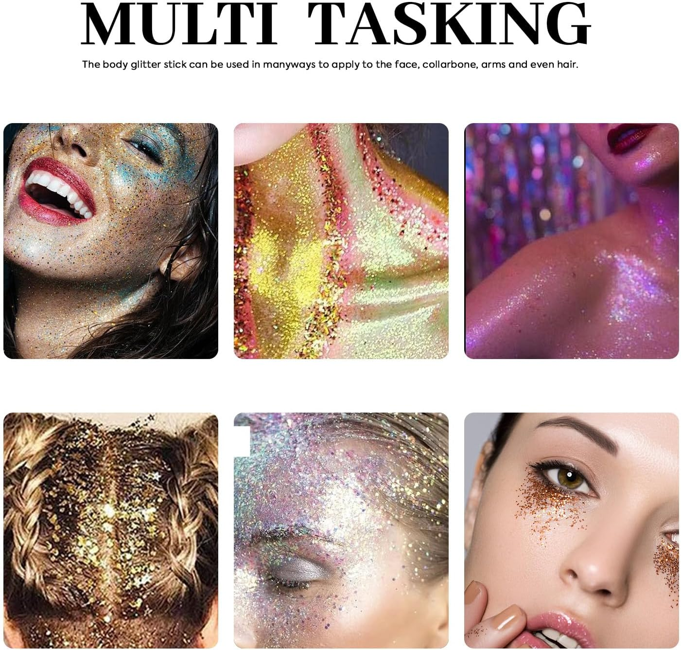 Veletine Body Glitter Gel, Roll-On Glitter Gel for Body, Face, Hair and Lip,Shimmer Three-Dimensional Glitter,Hair Glitter＆Lip Glitter,Sparkling Body Contouring Highlight Makeup, 20G/0.7 Oz (Purple) image number 6