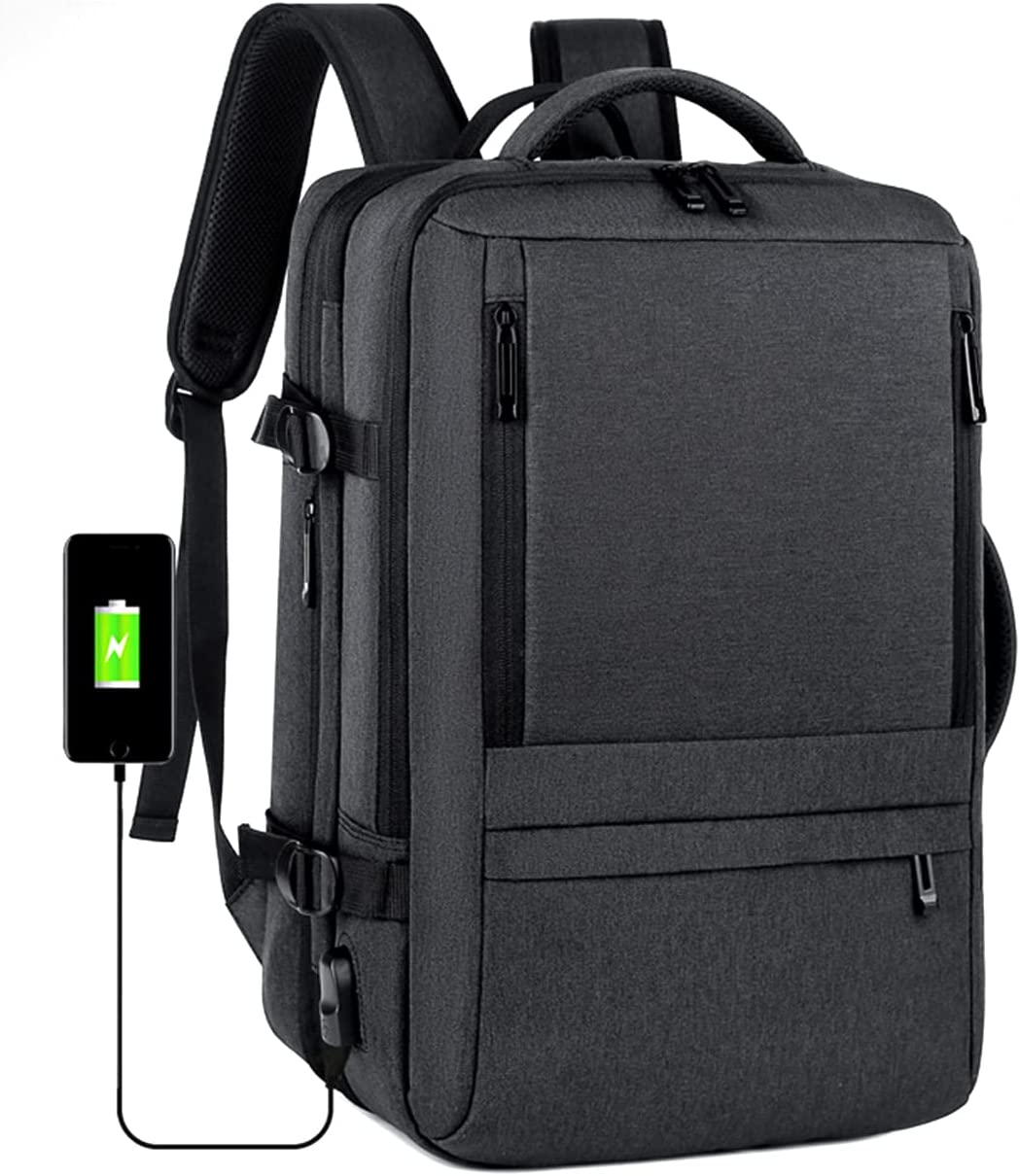 SUCIKORIO Cabin Bag 45X36X20 New Easyjet Underseat, Expandable Hand Luggage Bag Waterproof Carry on Holdall Travel Backpack with Padded Laptop Pocket and USB Charging Port Fit 15.6 Inch Laptop