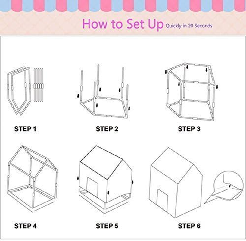 Princess Castle Play Tent Kids Play House Large Indoor/Outdoor Tunnel Pop up Toys for Baby Parent-Child Gift, Summer Shade Toy Play Tent with a Carry Bag (Pink) - White+Black image number 2