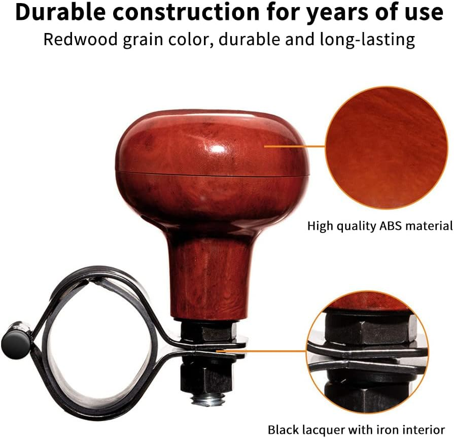 TOCAVE Woodgrain Steering Wheel Spinner Knob - Car Suicide Handle Knob Ball- Universal Wheel Accessories Arthritis Handicap Spinner (Redwood 2-Pack)