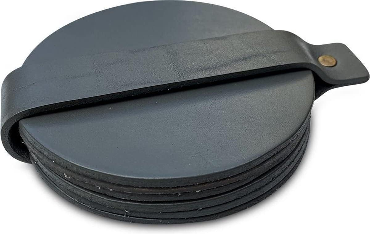 Brute Strength - Full Grain Leather Coasters - Black - round - Pack of 10 - round Glass Coasters - Drinks Coasters image number 3