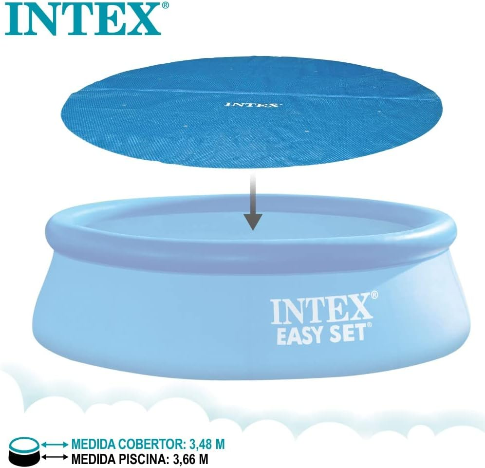 Intex 28012E Solar Pool Cover: for 12Ft round Easy Set and Metal Frame Pools &ndash; Insulates Pool Water &ndash; Reduces Water Evaporation &ndash; Keeps Debris Out &ndash; Reduces Chemical Consumption image number 1