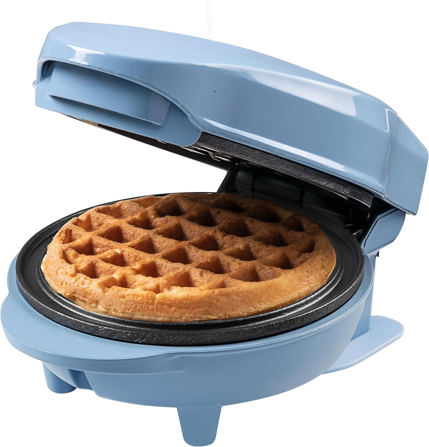 Bestron Mini Waffle Maker for Classic Waffles, Small Waffle Maker with Non-Stick Coating for Children'S Birthdays, Family Parties, Easter or Christmas, Design: Retro, Colour: Light Beige