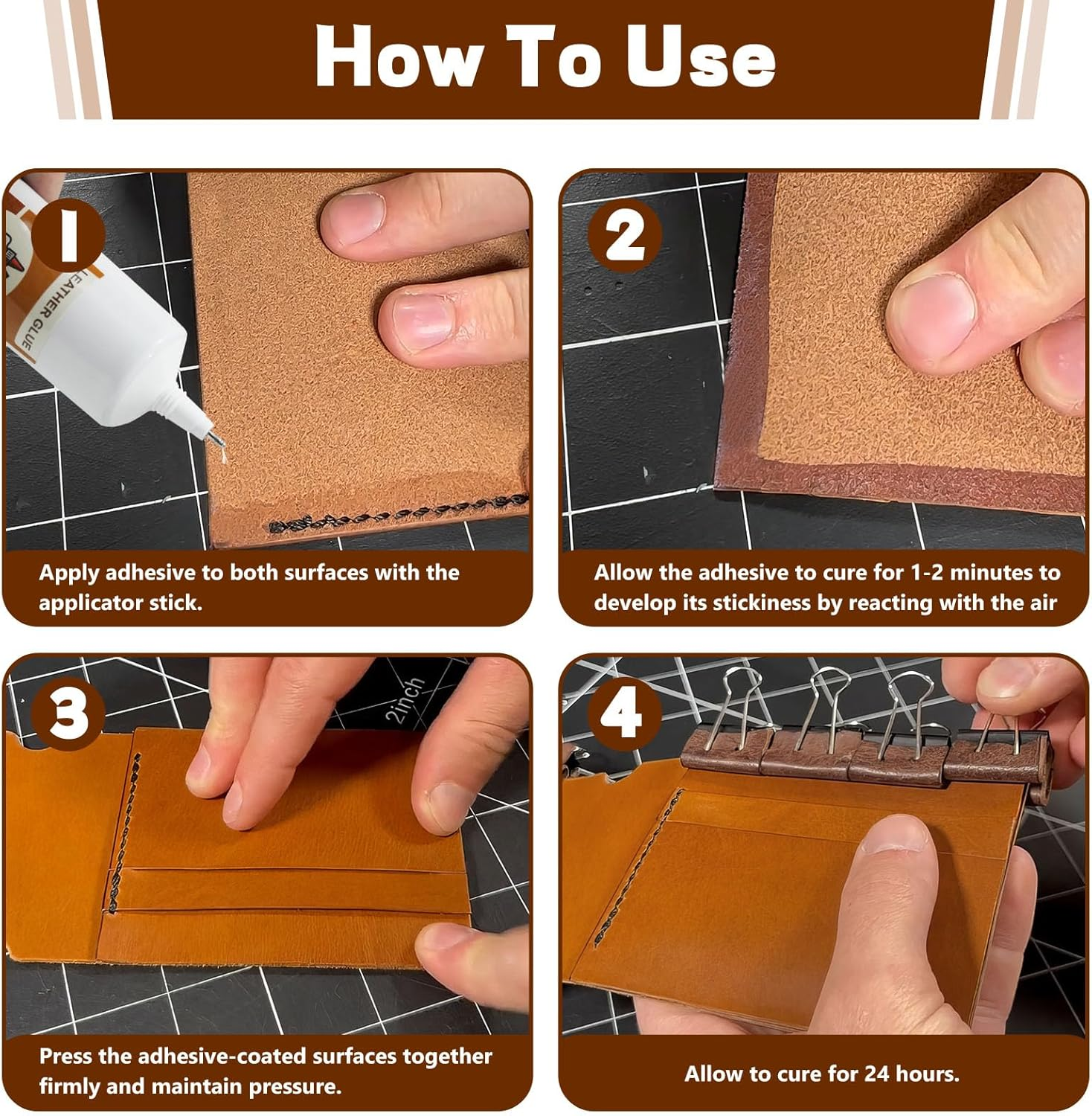 WAN2TLK 120Ml Leather Glue Adhesive, Professional Adhesive for Purses, Permanent Strong Leather Car Seat Glue for Sofas, Purses, Leather Bonding image number 1