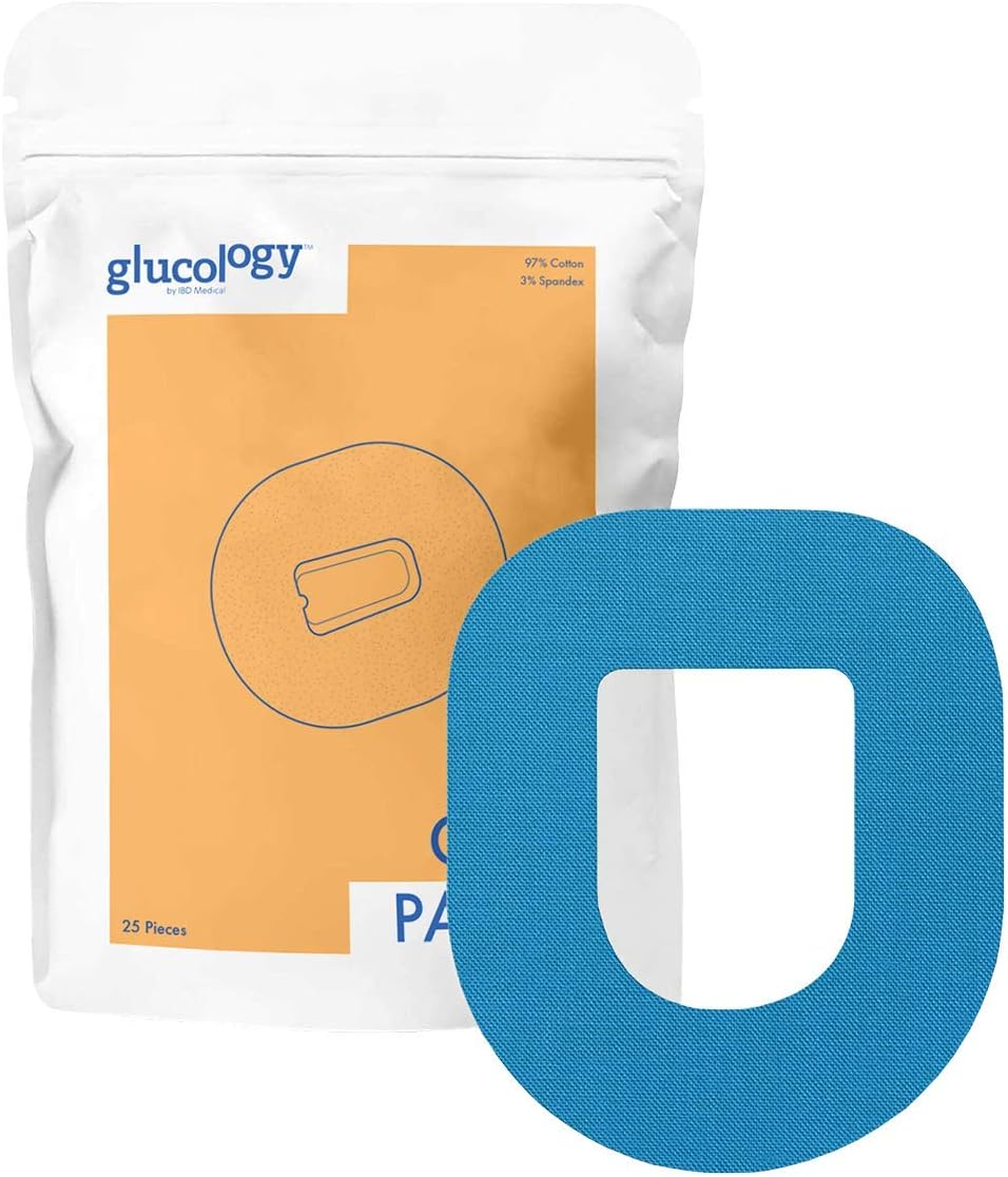 Glucology CGM Patches Compatible with Omnipod (Black) | 25 Pack | Waterproof & Hypoallergenic Adhesive Patch