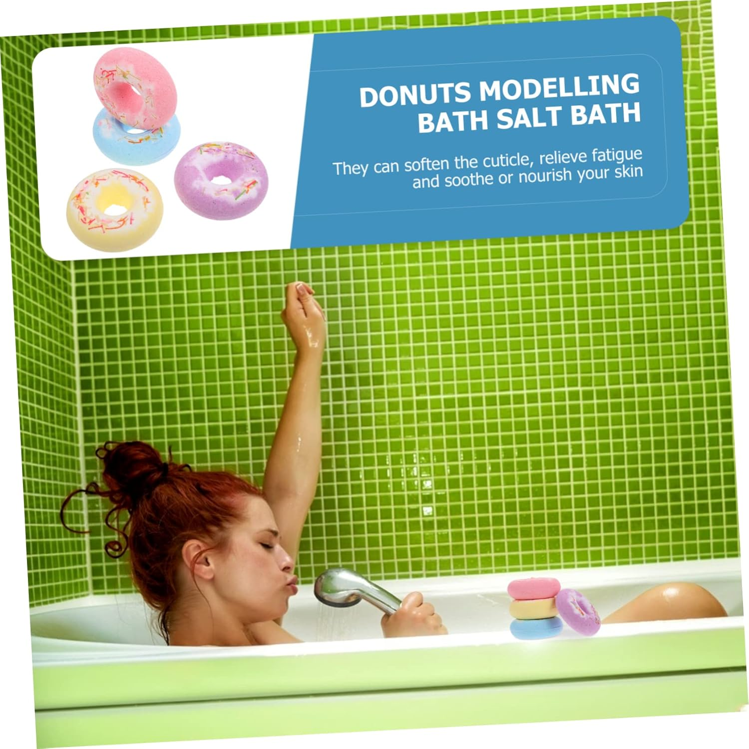 Hoement 4Pcs Lovely Bath Bubble Salt Bath for Relaxation and Skin Nourishment Color Aromatherapy Bathing For image number 4