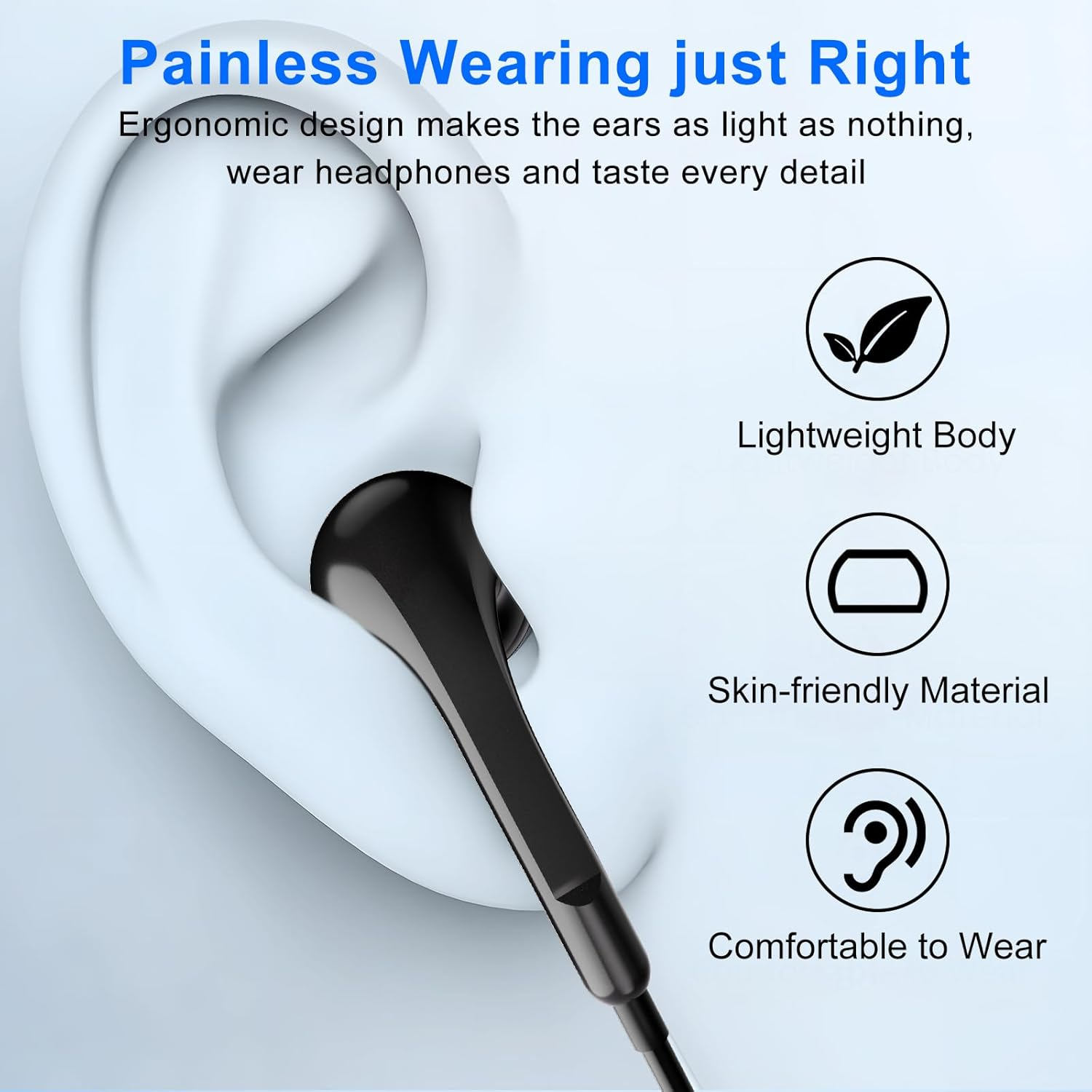 USB C Headphones, Wired Headphones for Iphone 16 15 Pro Max Pixel 6 6A 7A 8 5, Type USB C Earphones with Mic Volume Control Bass Stereo Noise Cancelling for Samsung S23 FE S22 S21 S20 A53 A54 image number 3