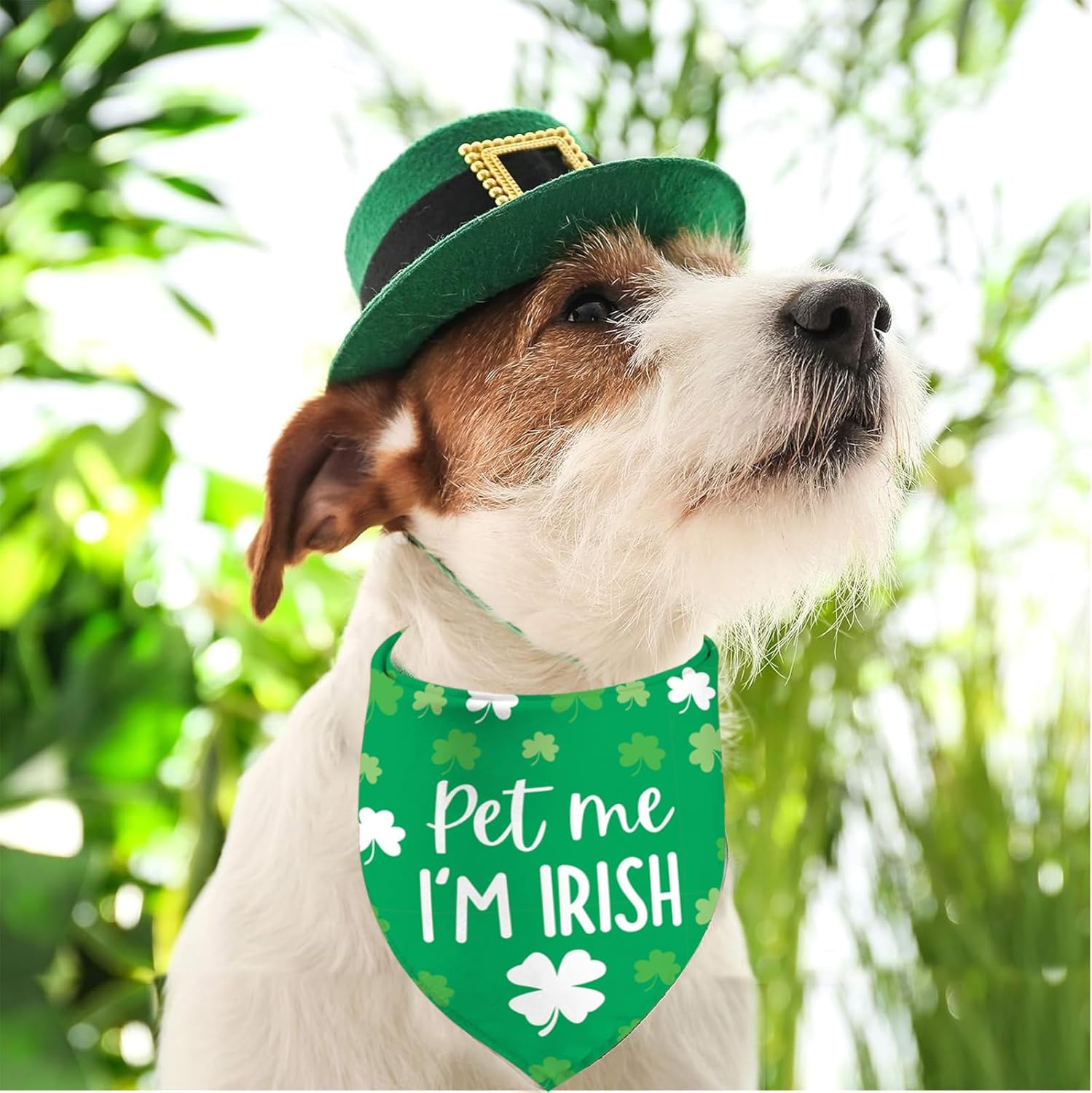 St Patrick'S Day Dog Bandanas - Lucky Shamrock Puppy Scarf - 2 Pcs Adjustable Triangle Double-Layer Reversible Pet Bandanas for Small Medium Large Dogs image number 3