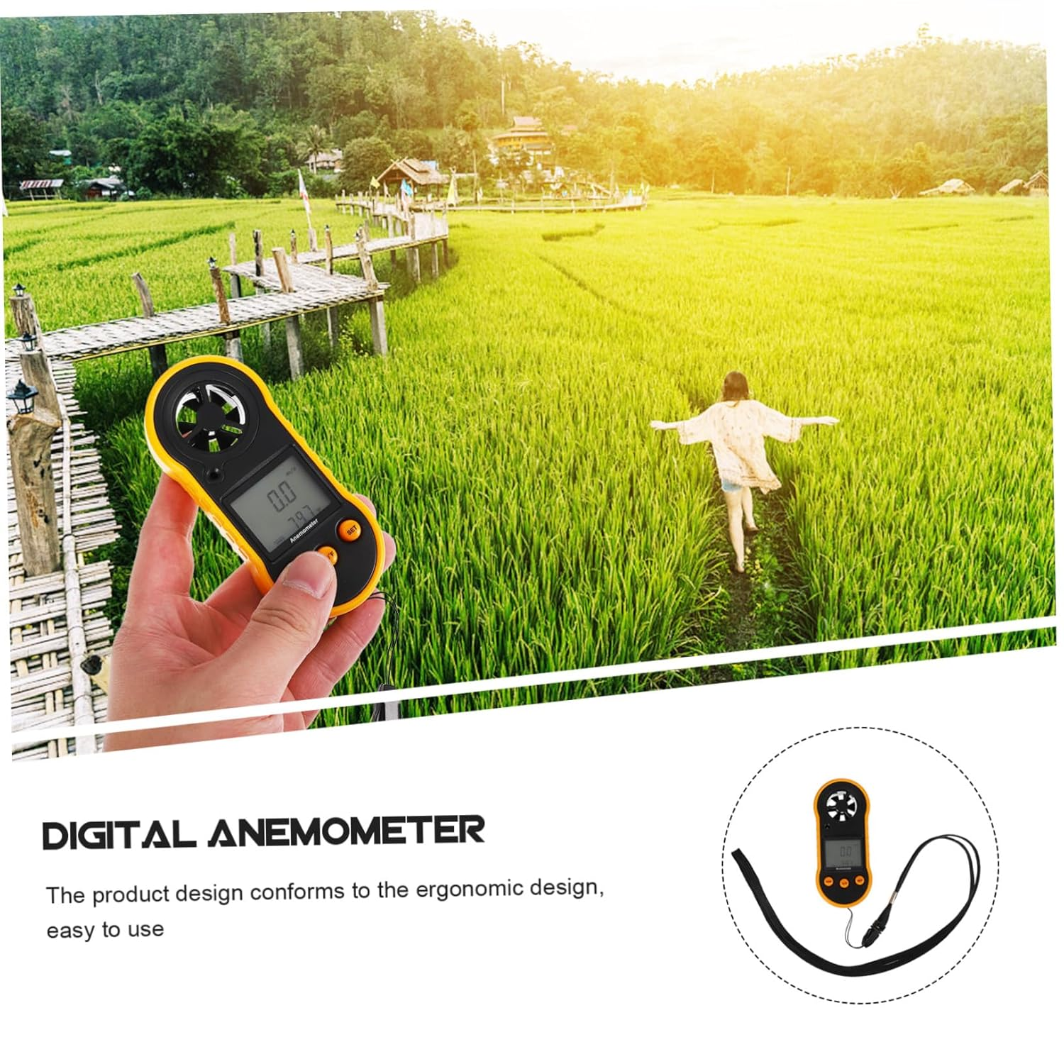 Digital Handheld Anemometer with Backlight for Wind Speed and Temperature Measurement Units Airflow Gauge for HVAC and Duct Vent Testing High Accuracy Wind image number 3