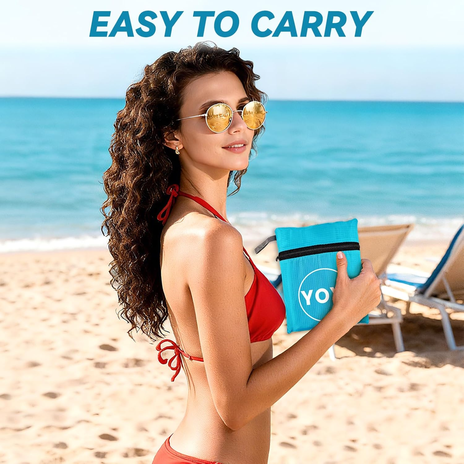 YOYI YOYI Sandproof Beach Mat, Waterproof Picnic Blanket, Lightweight Portable Beach Mat for 1-2 Adults, Quick Drying Travel Rug For&ndash;For Beach, Picnic, Outdoor Adventures & Hiking(175X140Cm) image number 4