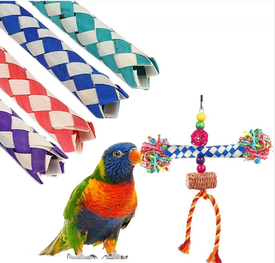 Birds Parrots Chew Toy Trap, 6Pcs Colorful Classic Finger Traps, Chinese Finger Trap Bamboo Finger Traps, Birds Foraging Chinese Classic Finger Trap image number 1