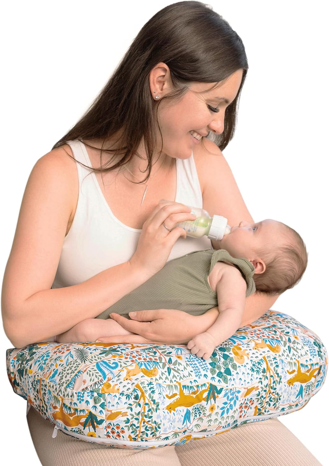 Boppy Nursing Pillow - Ergonomic Bottle & Breastfeeding Pillow with High, Firm, Large Area, Water-Repellent Cushion with Washable Cover; Baby Safety Alliance Verified - Colorful Forest Animals image number 5