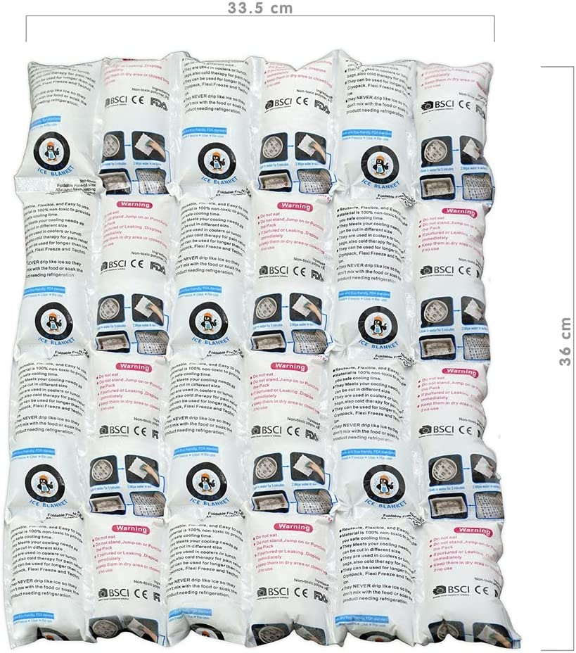 WORLD-BIO Ice Pack Sheets 6 Packs, Leak-Proof Gel Refrigerant Pack for Coolers & Shipping, Freezer Cold Blankets Keep Food Fresh and Beverage Cold, Reusable and Flexible, after Absorb Water image number 5