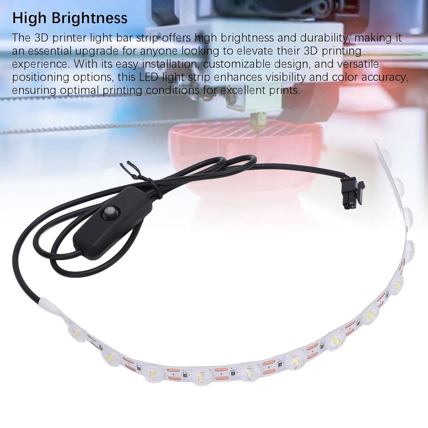 TOPINCN Super Thin Design 3D Printer LED Lighting Strip with High Brightness for Bambu Lab A1 - Easy to Install, Multifunctional image number 3