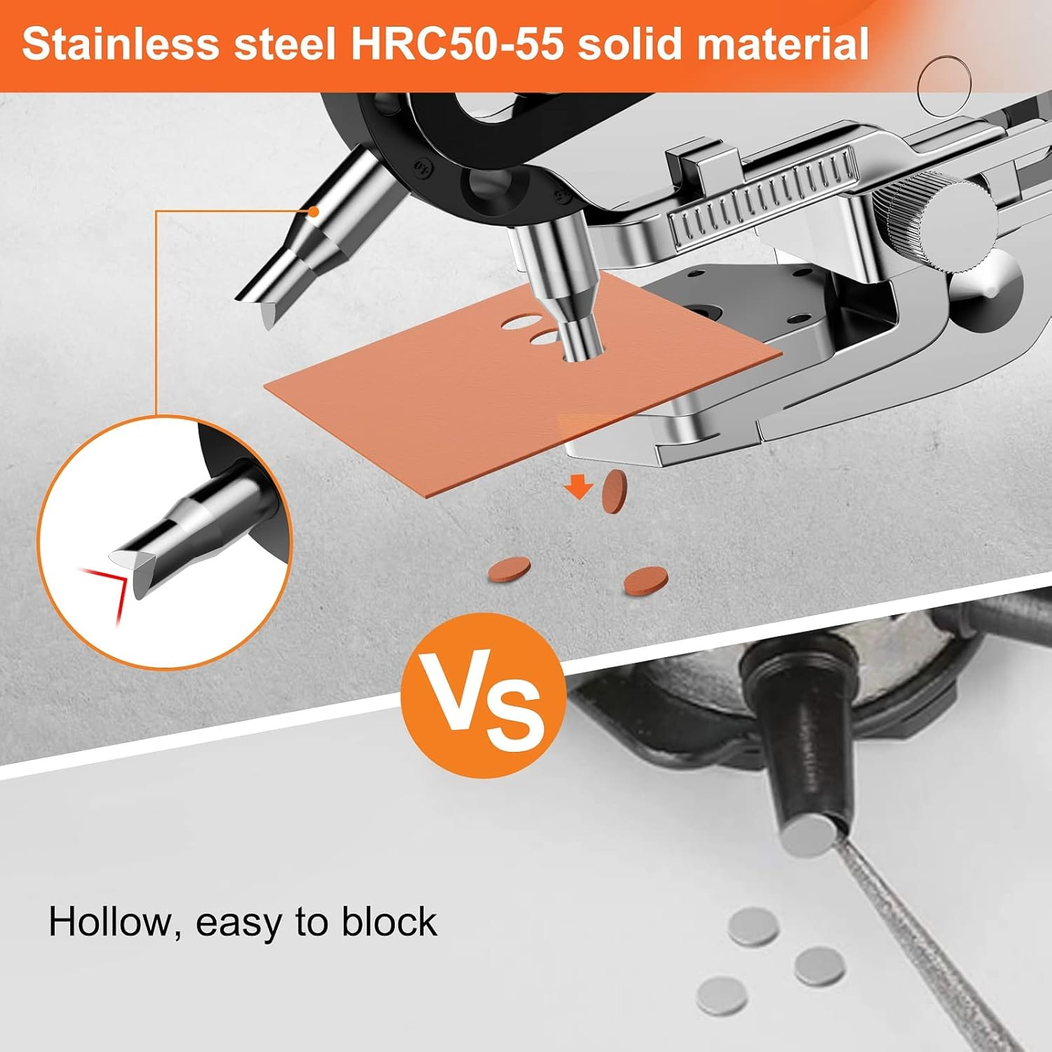 Hole Punch Plier, Preciva Punch Hole Revolving Tool with V-Shaped Cutting, 6 Hole Sizes Used for Leather, Belts, Thin Iron Sheets, Paper Cards, Plastics, Fabrics, Bags, Watch Straps image number 5