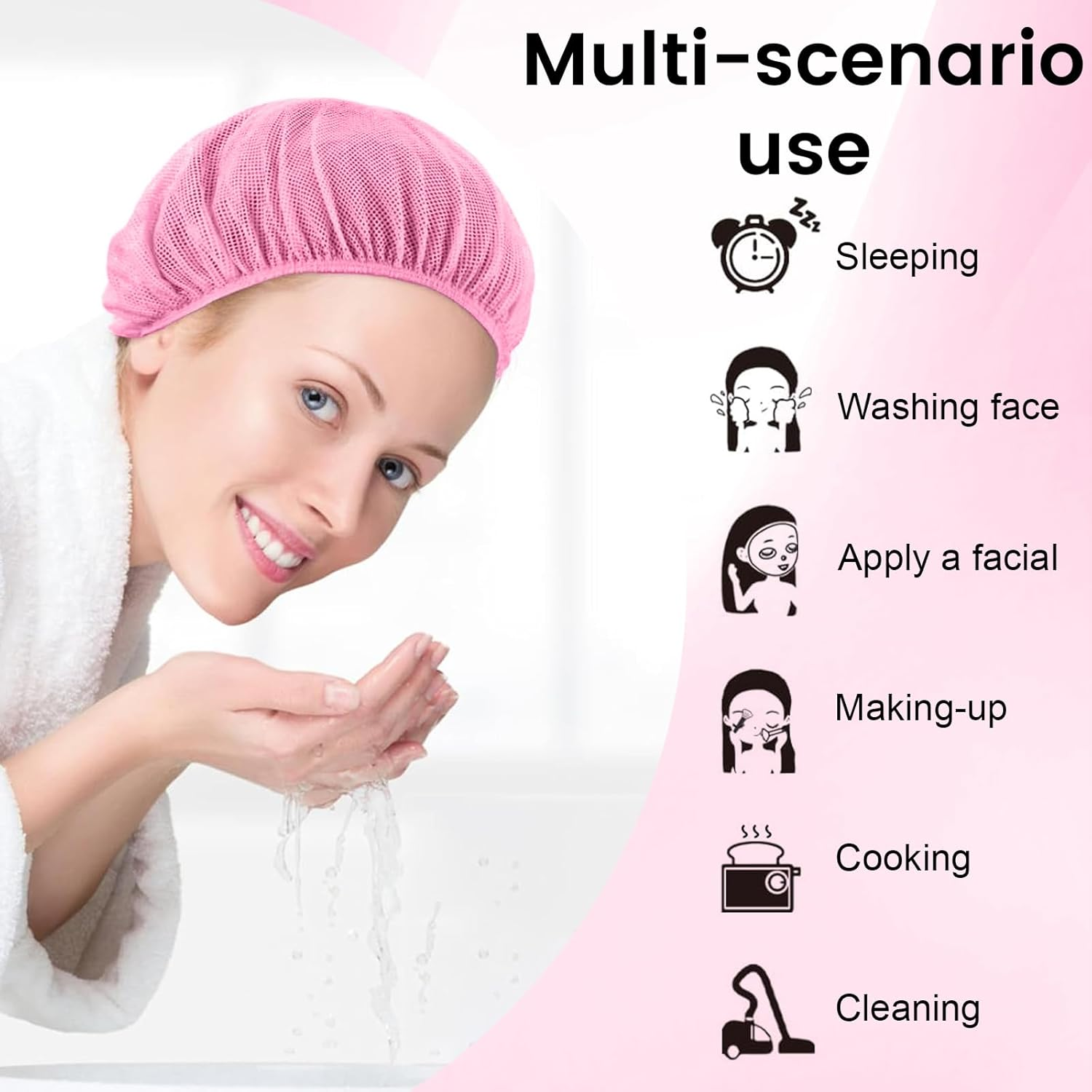 Hair Net for Sleeping, Pack of 3 Sleeping Cap Hair Protection, Soft Mesh Bonnet Sleep Cap, Adjustable Net Cap for Women, Hair Net for Wigs, Night Sleep Cap image number 1