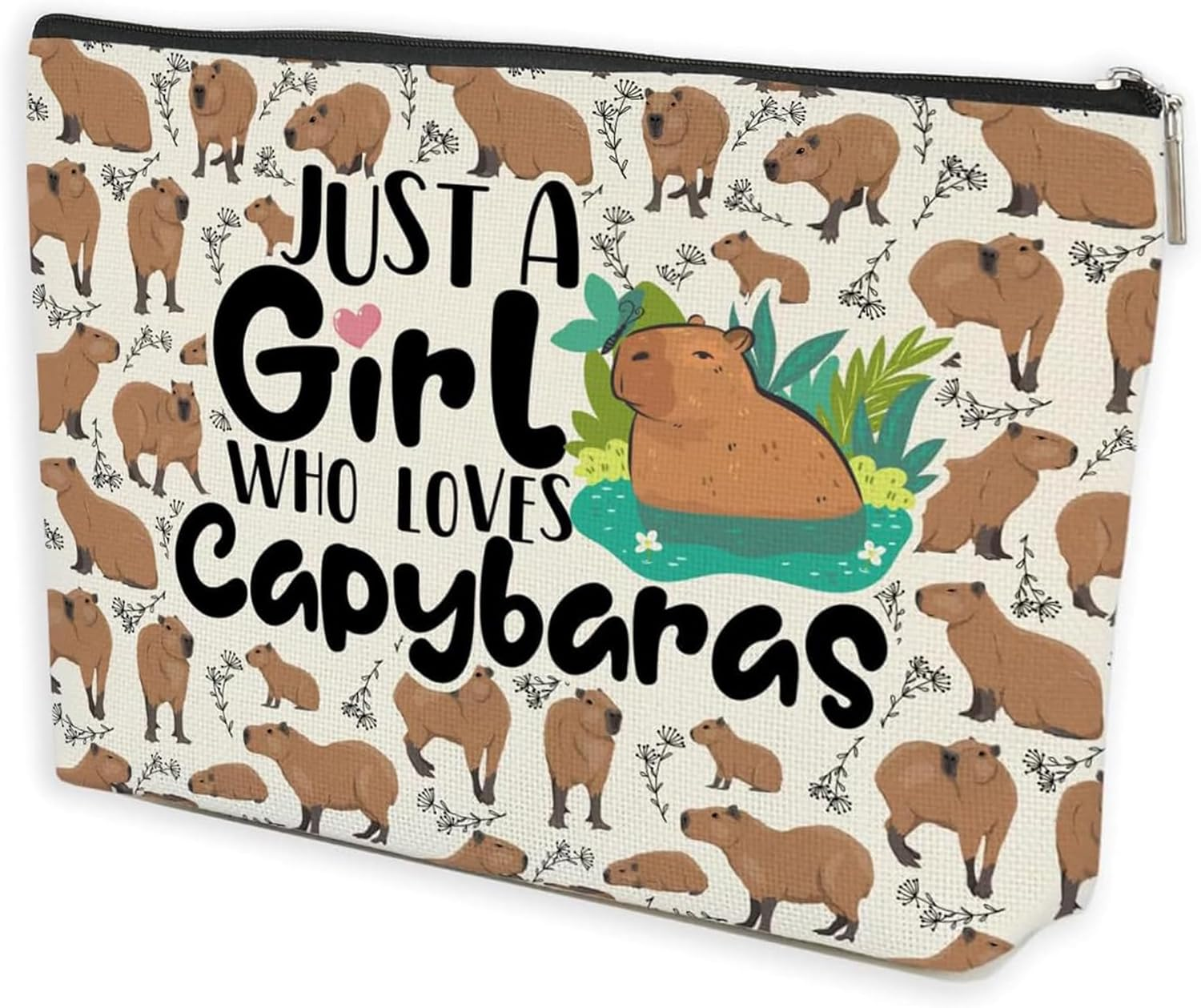 MOLIMOLI Capybara Make-Up Bag, 3D Print Design, 25 X 17 X 6 Cm, Canvas Toiletry Bag, Portable for Travel and Everyday Use image number 1