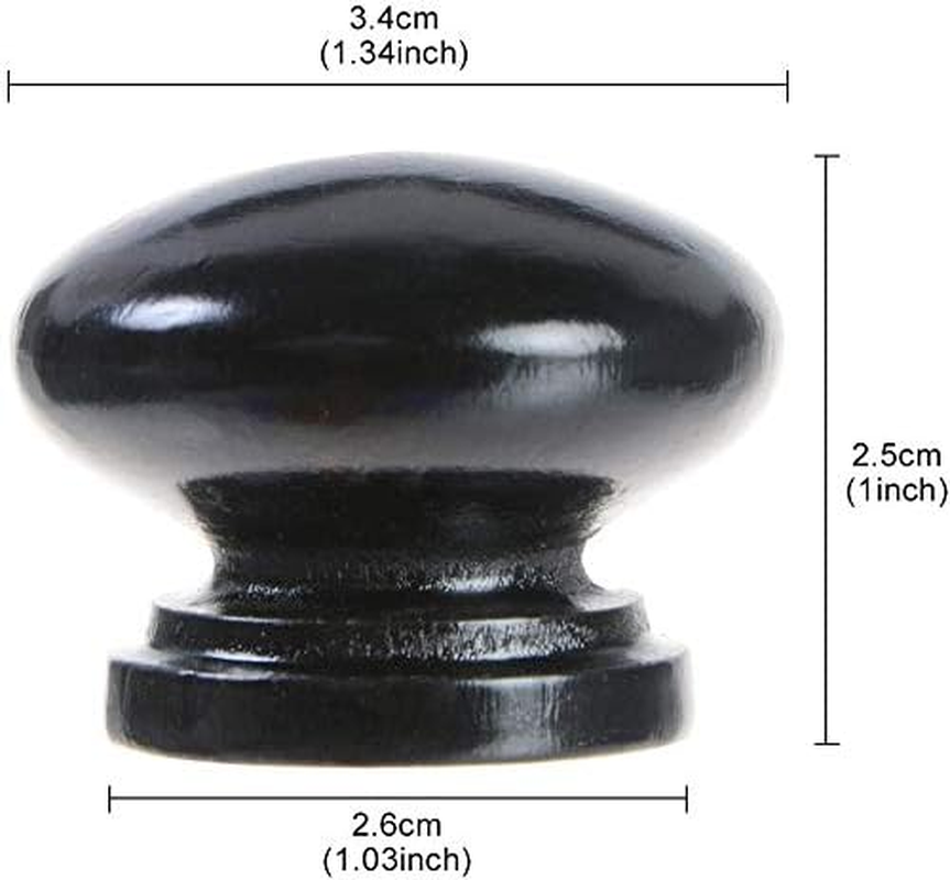 12Pcs Black Wood Knobs, Mushroom Shape Cabinet Knobs Vintage Drawer Knobs, Natural Wooden Cabinet Hardware for Furniture Drawer Dresser Wardrobe image number 4